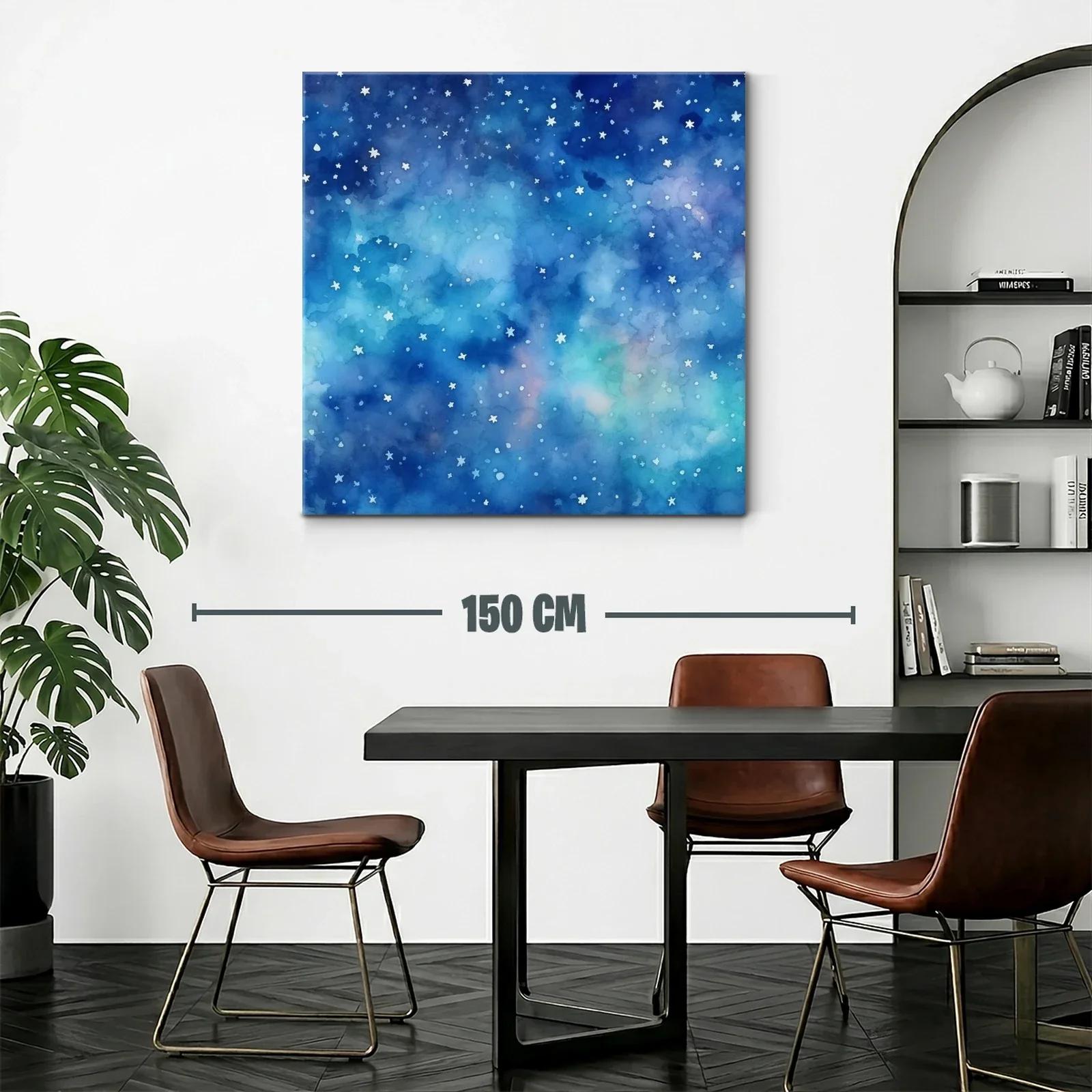 Cuadro abstracto con cielo estrellado y tonos azules — miniatura 2