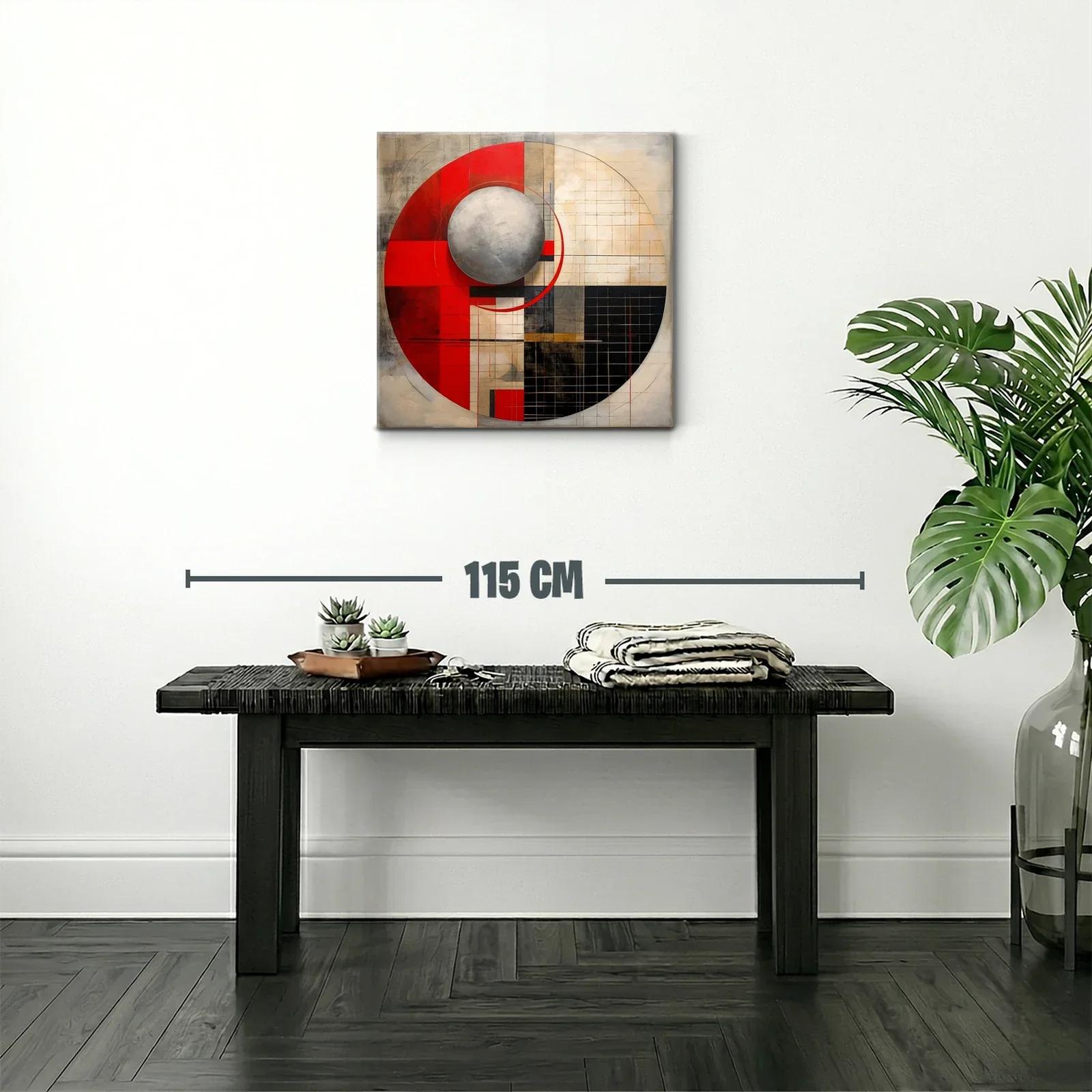 Composición geométrica moderna con esfera metálica y rojos vibrantes — miniatura 2