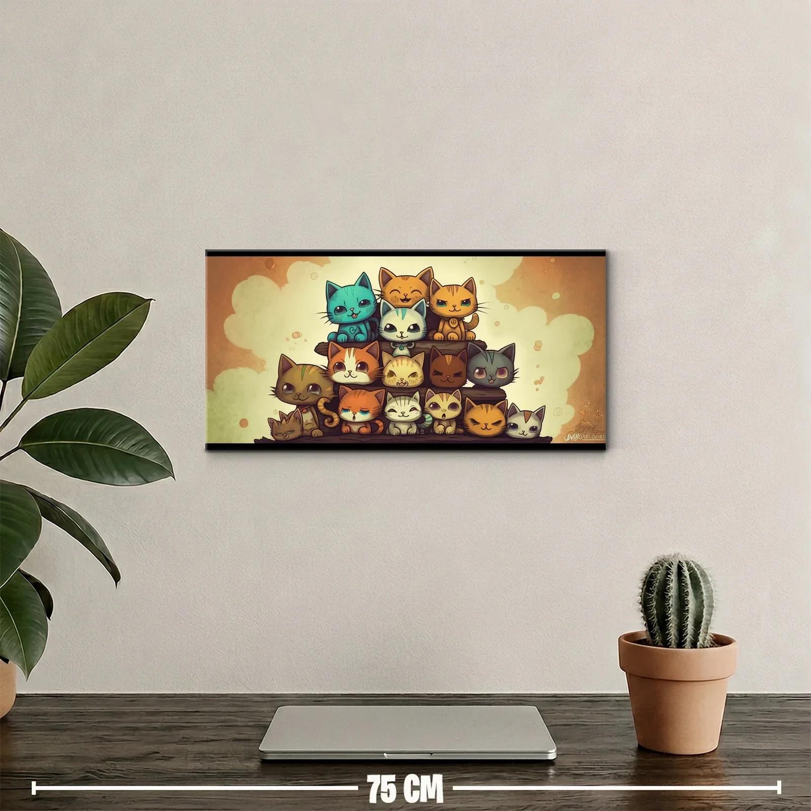 Cuadro grupo de gatos apilados en pirámide — miniatura 2