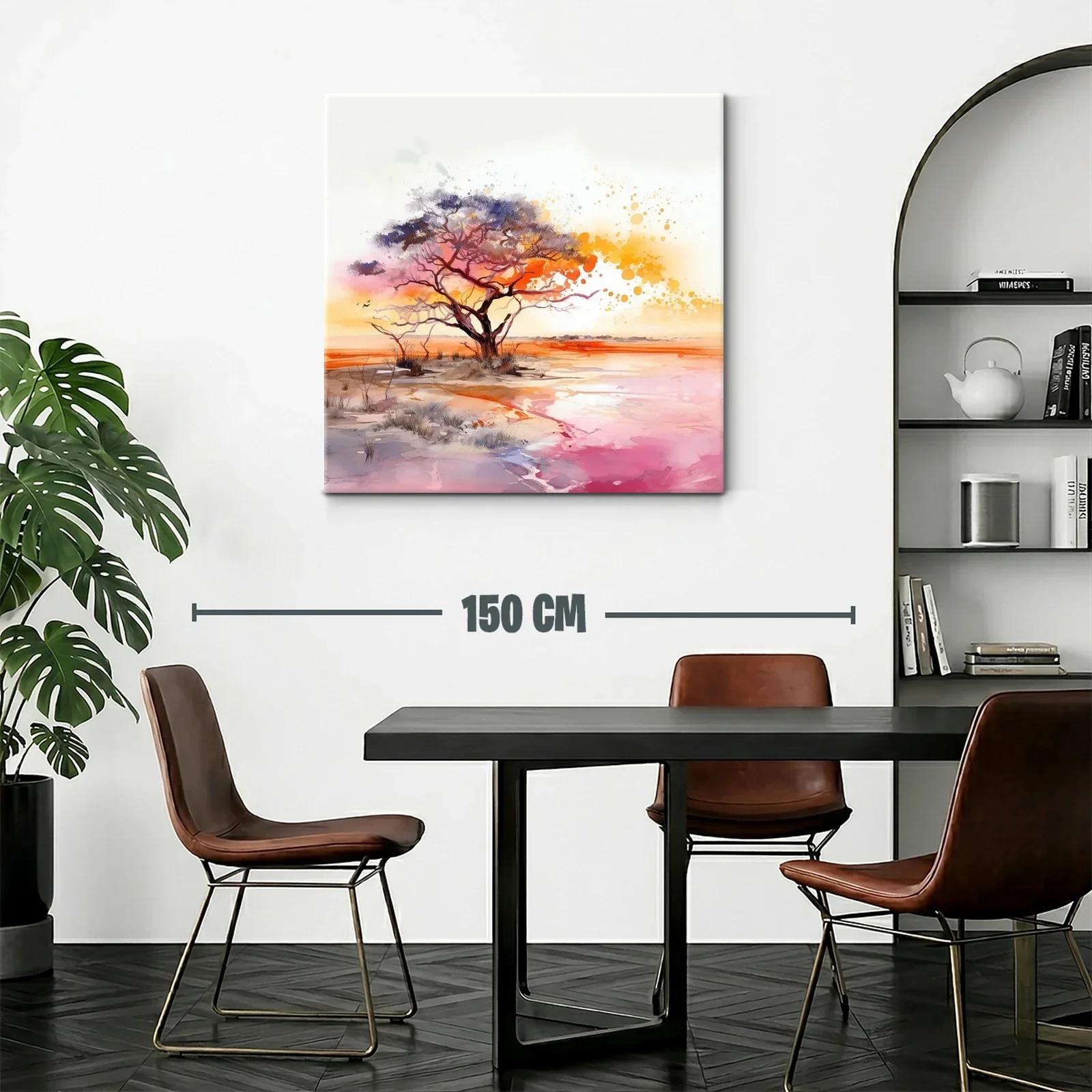 Atardecer vibrante con árbol en paisaje sereno — miniatura 2