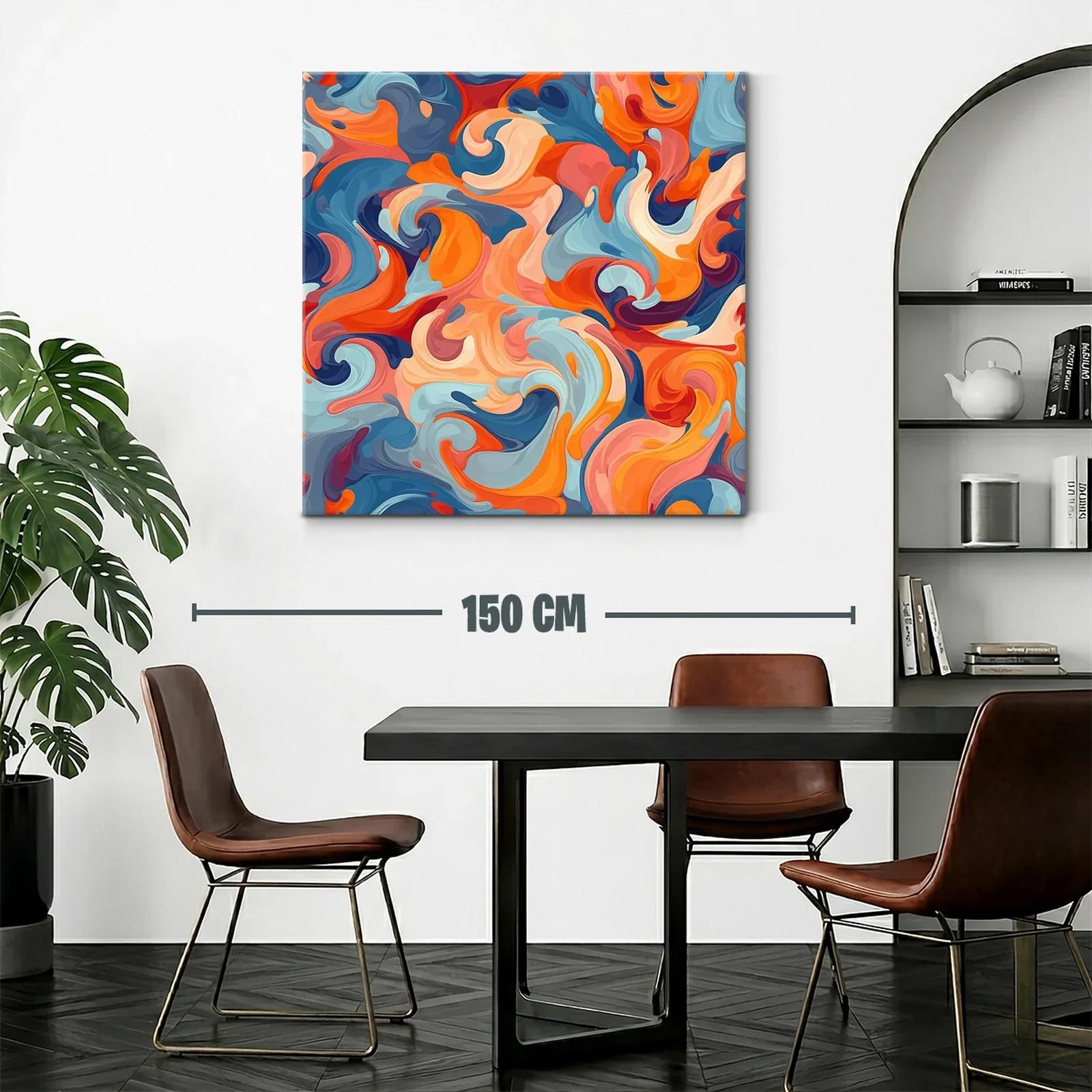 Cuadro abstracto en vibrantes tonos cálidos y fríos — miniatura 2