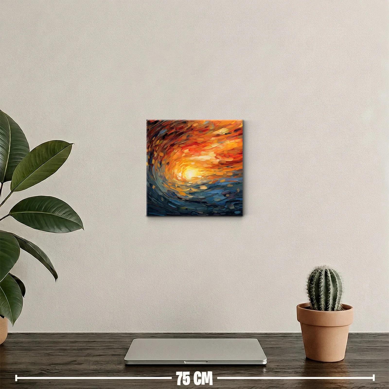 Cuadro abstracto con remolino de colores cálidos y fríos — miniatura 2