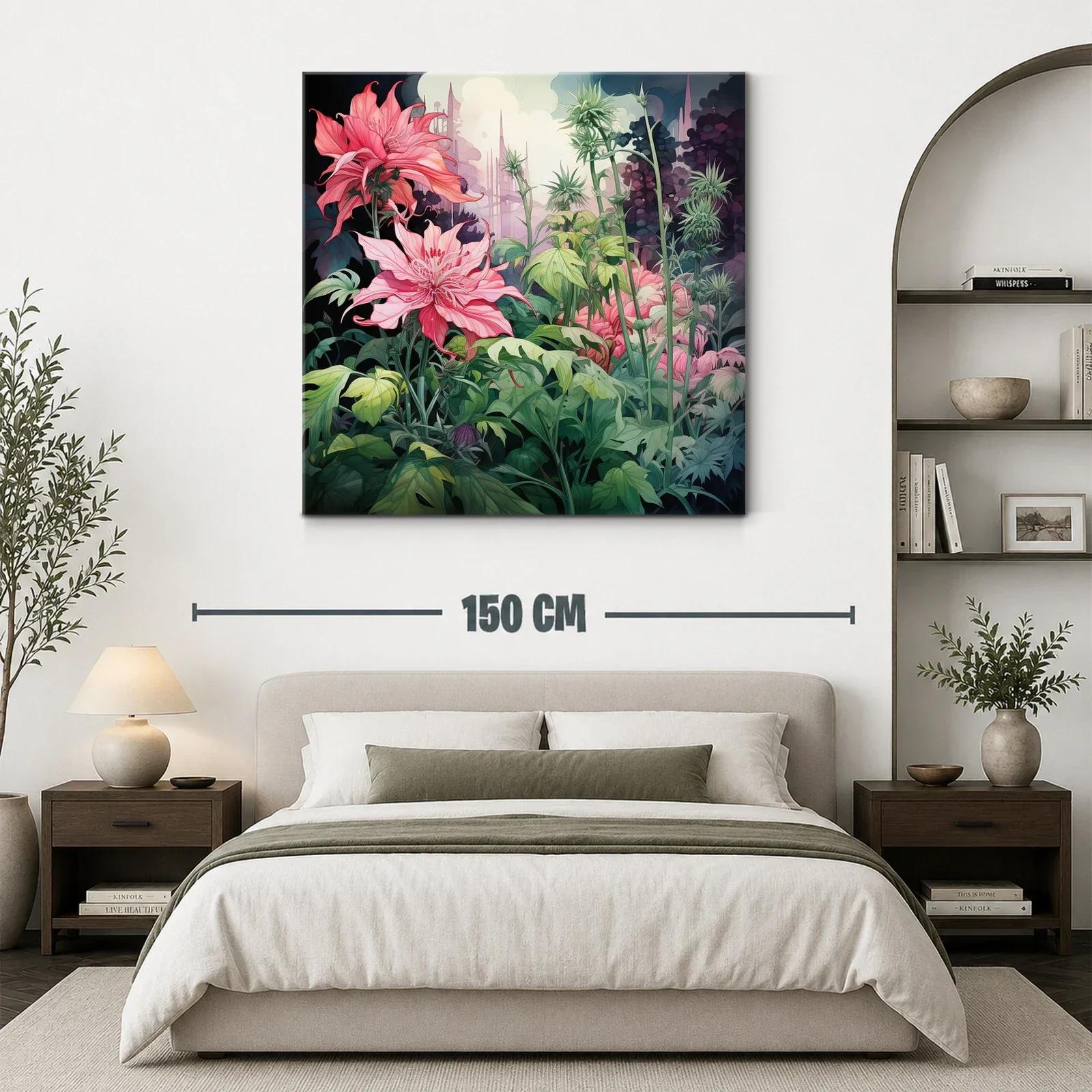 Jardín onírico con flores rosas y follaje exuberante — miniatura 3