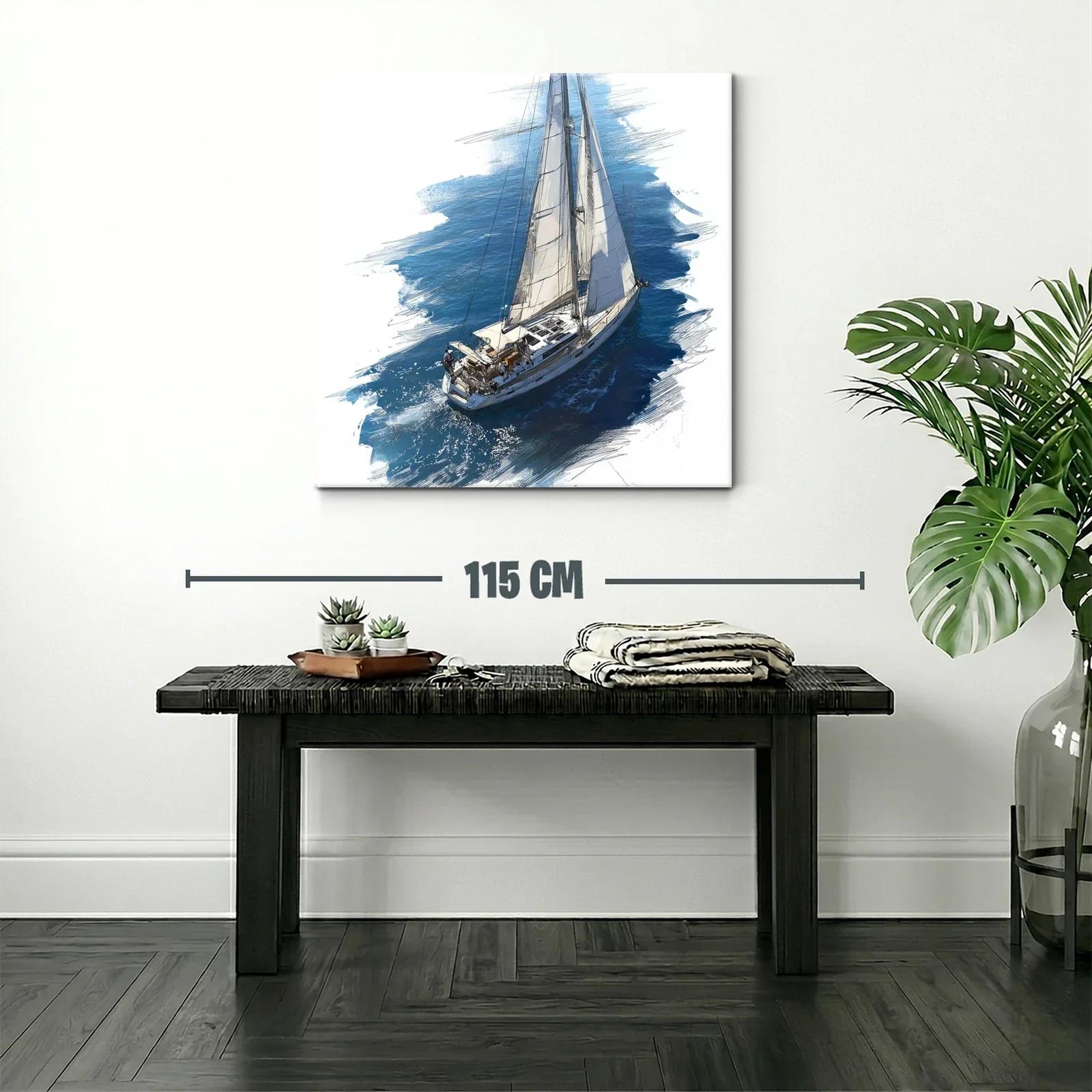 Velero Navegando sobre Mar Azul con Viento Suave — miniatura 2