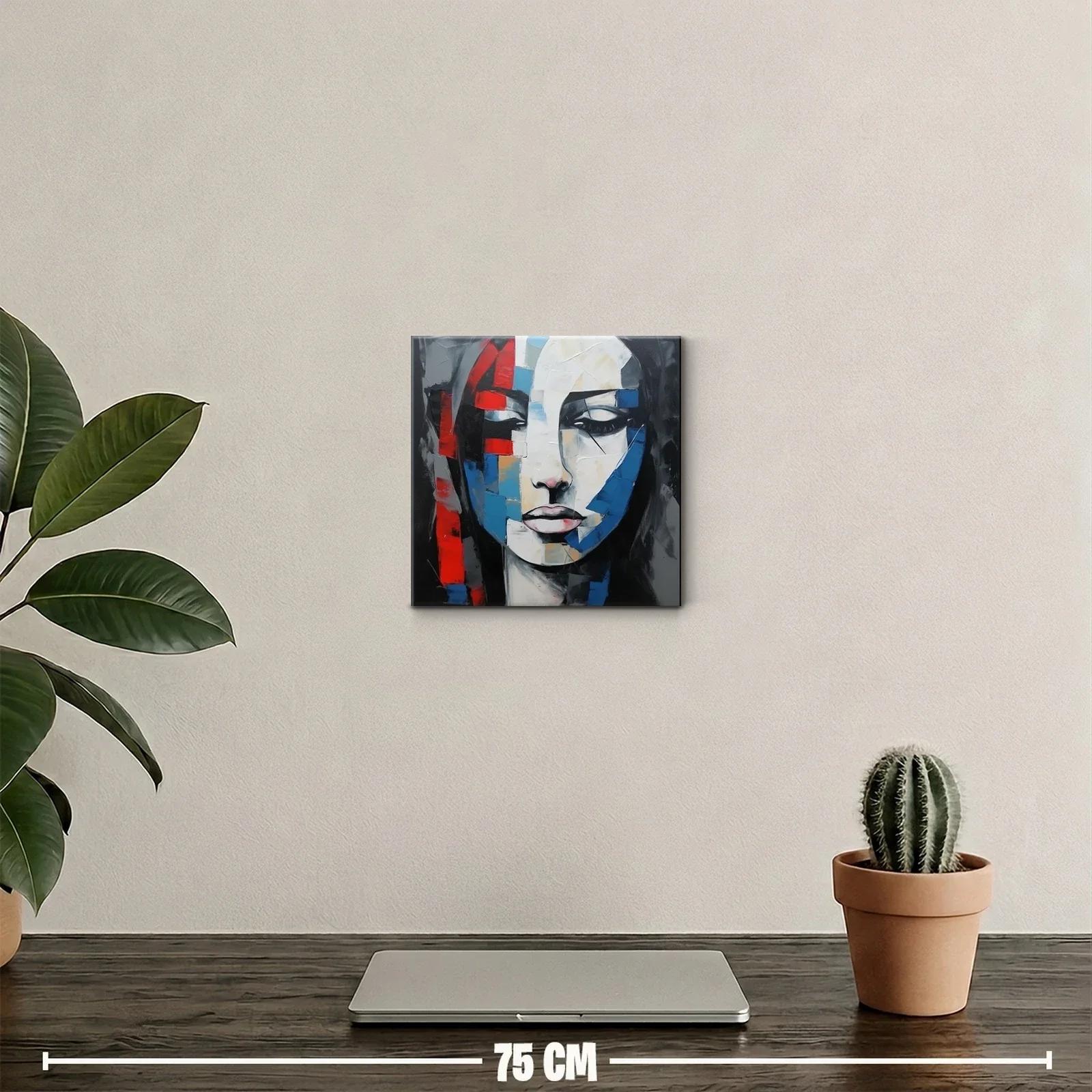 Retrato abstracto vibrante con toques rojos y azules — miniatura 2