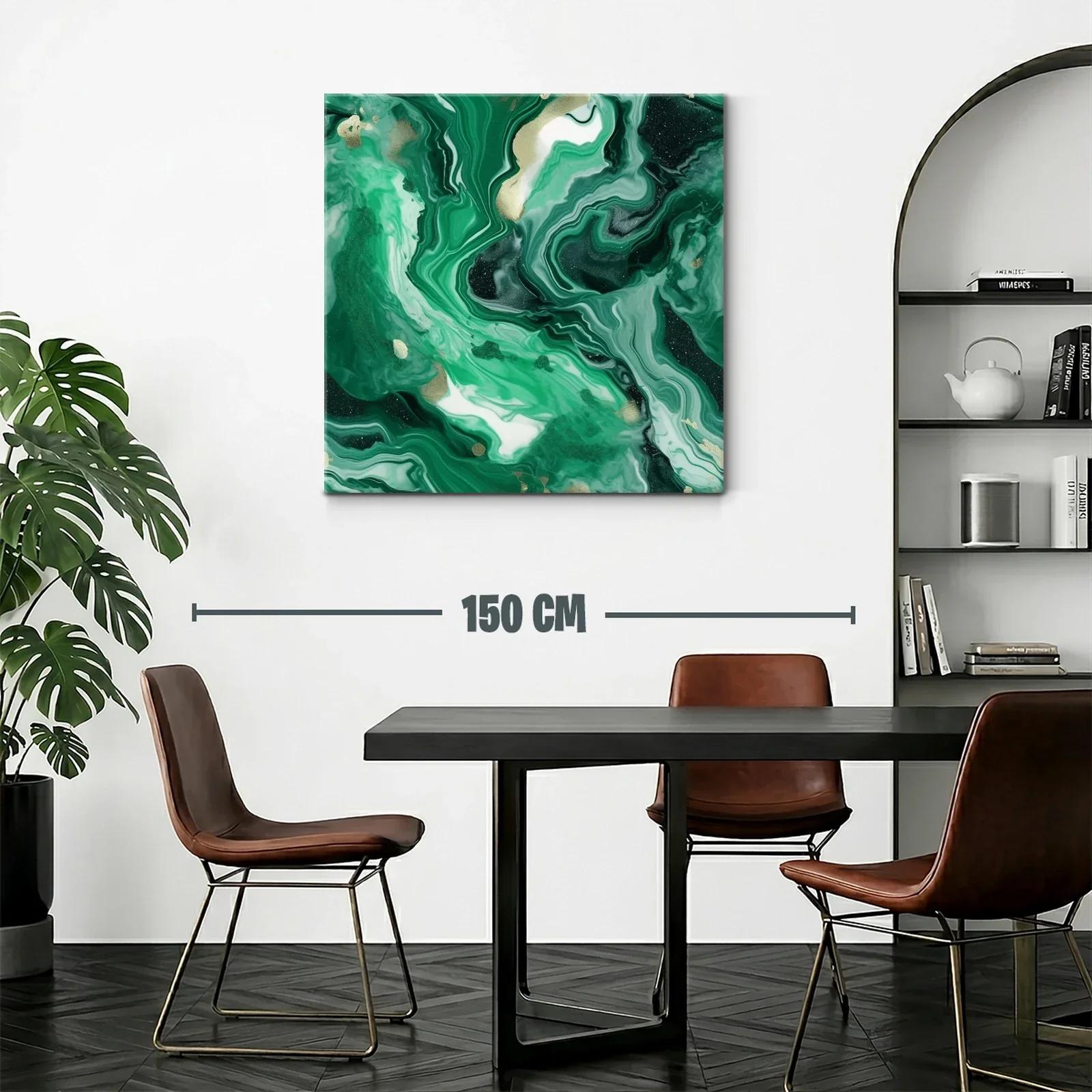 Arte abstracto con tonos verdes y detalles dorados — miniatura 2