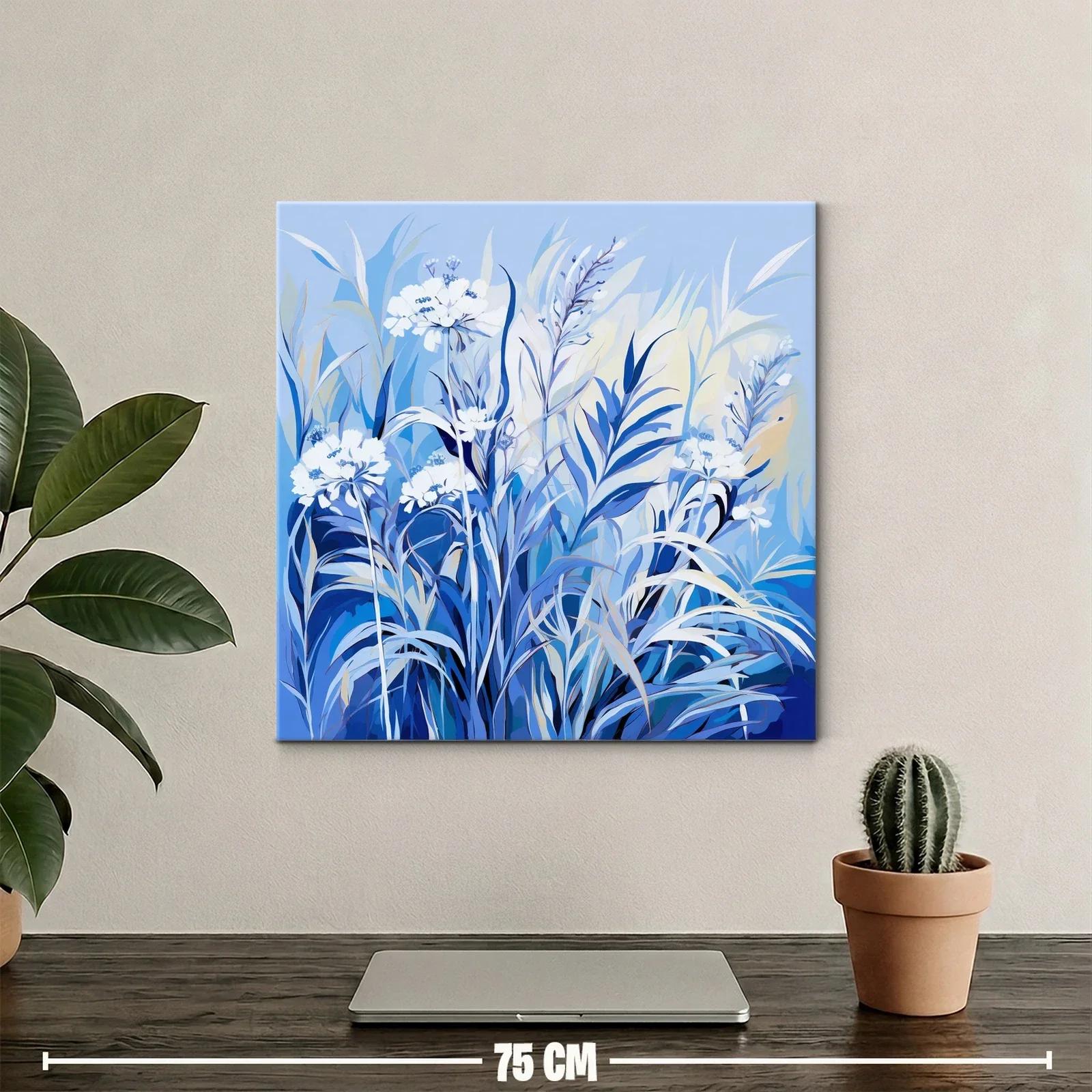 Flores y hojas en tonos azules para un ambiente sereno — miniatura 2