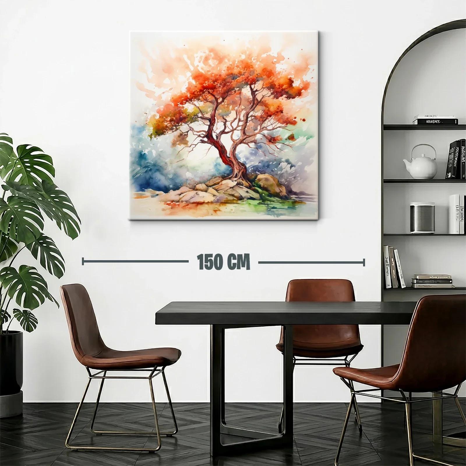 Árbol con follaje cálido y vibrante sobre rocas — miniatura 2