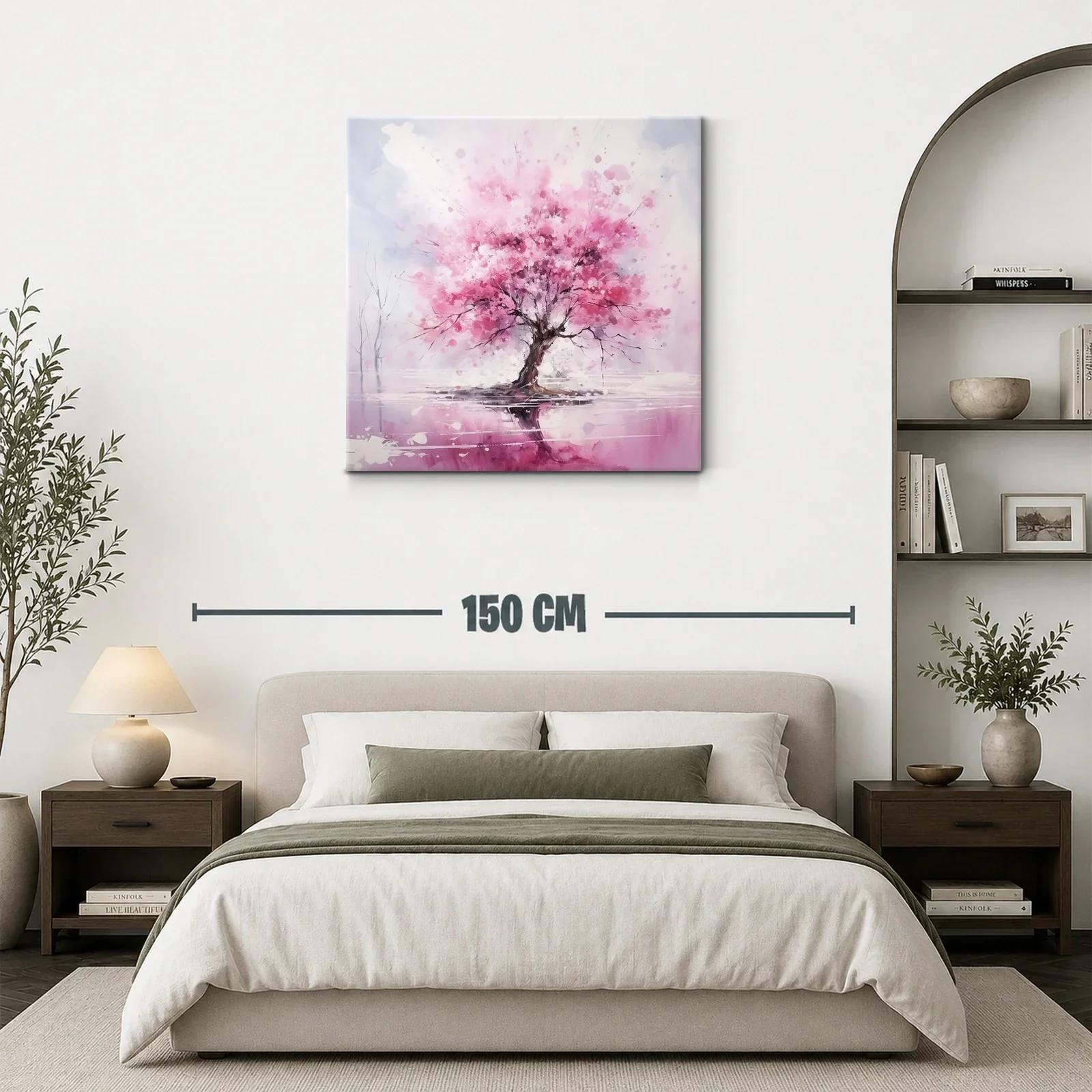 Árbol con vibrante floración en tonos rosas y reflejo — miniatura 3
