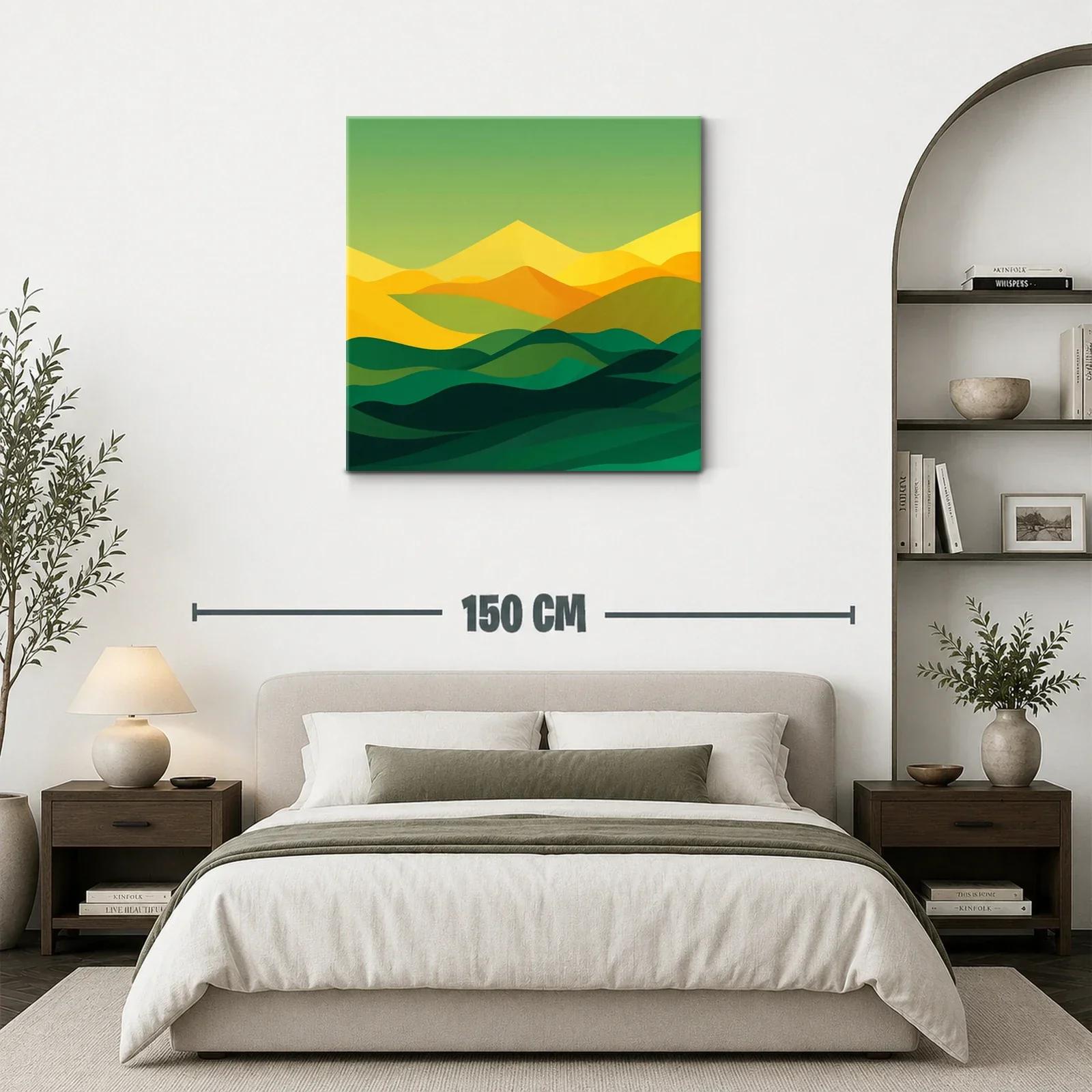 Paisaje abstracto en tonos verdes y amarillos cálidos — miniatura 3
