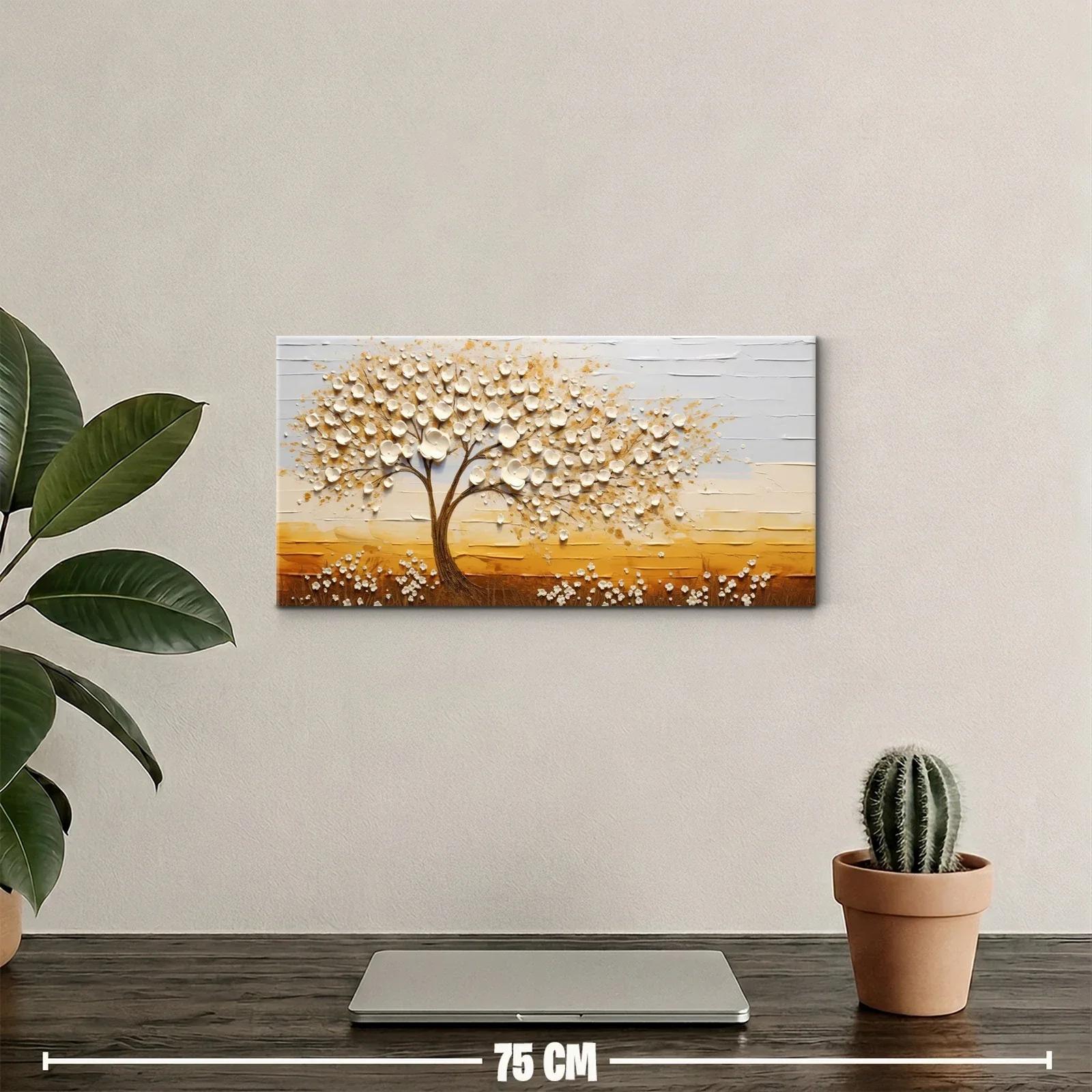Cuadro Árbol de la Vida con copa en relieve y franja dorada — miniatura 2