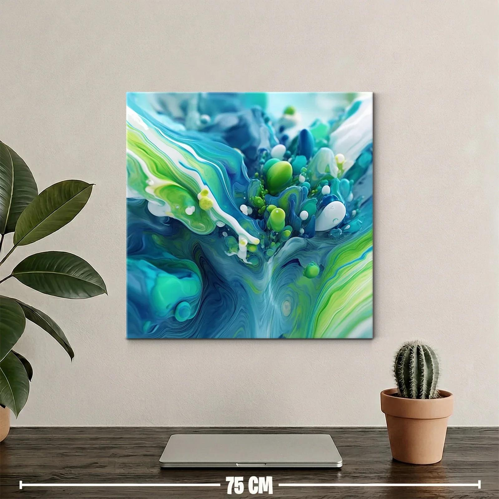 Abstracción orgánica en tonos azules y verdes vibrantes — miniatura 2