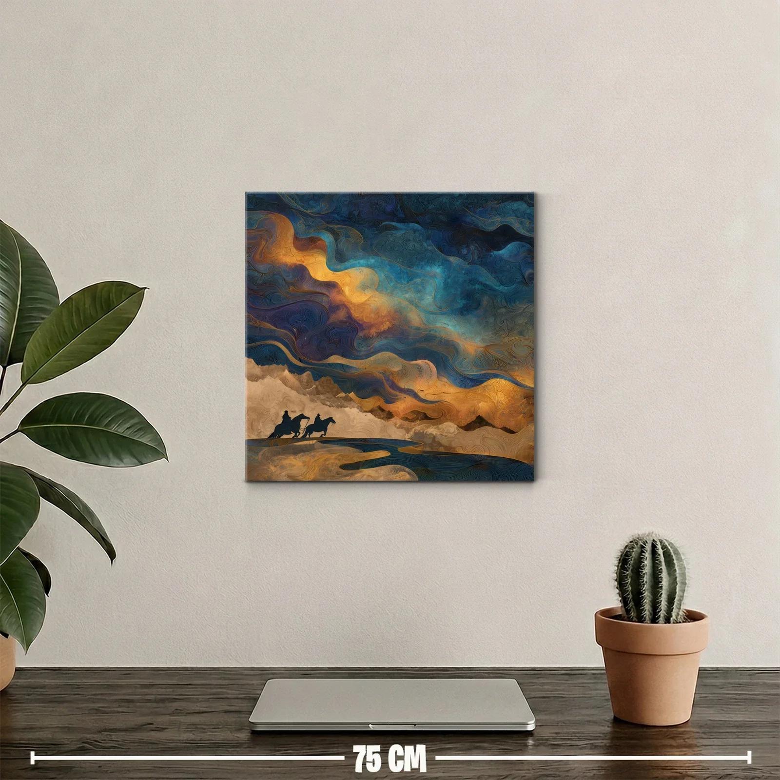 Paisaje onírico con jinetes bajo un cielo vibrante — miniatura 2
