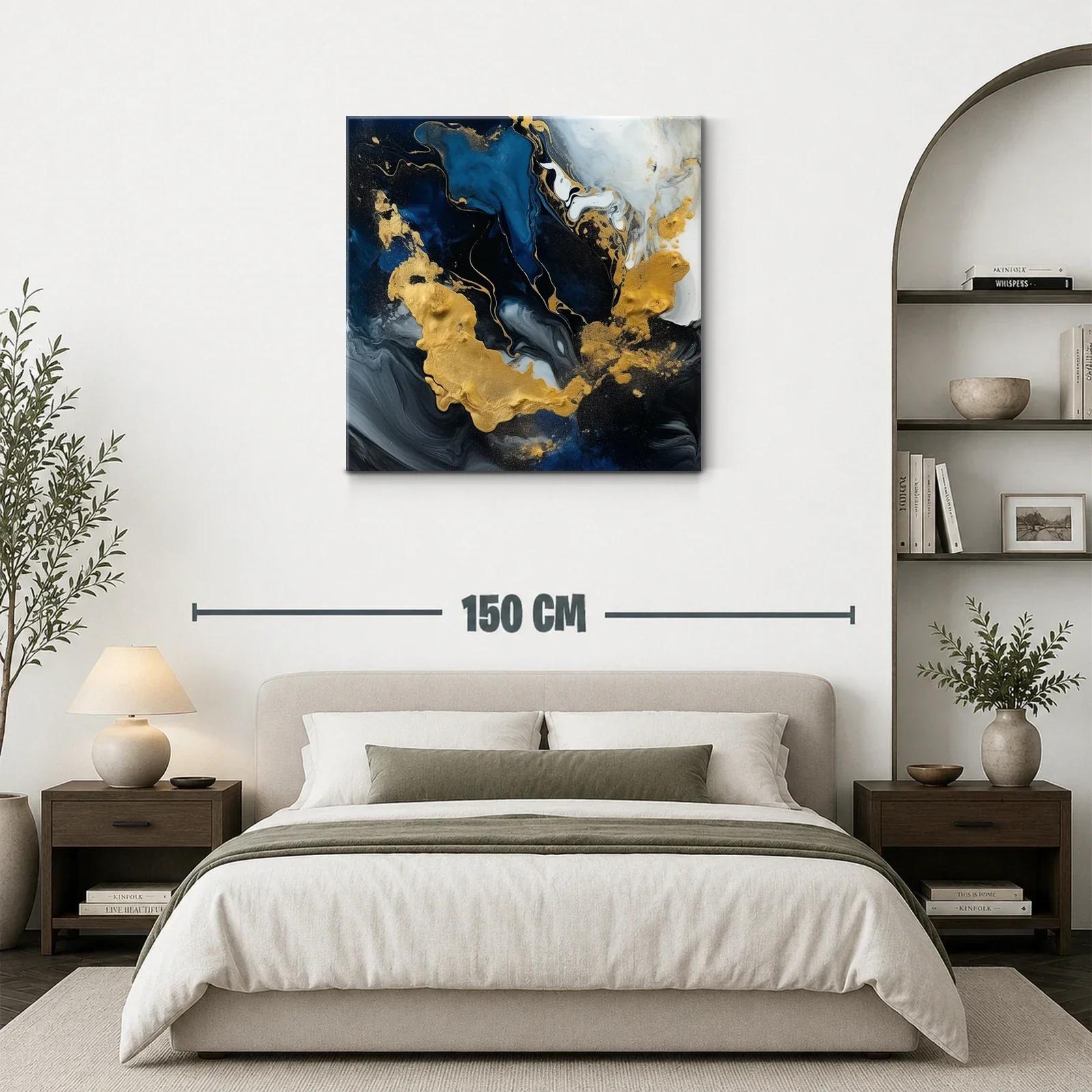 Composición abstracta en tonos azul y dorado brillante — miniatura 3