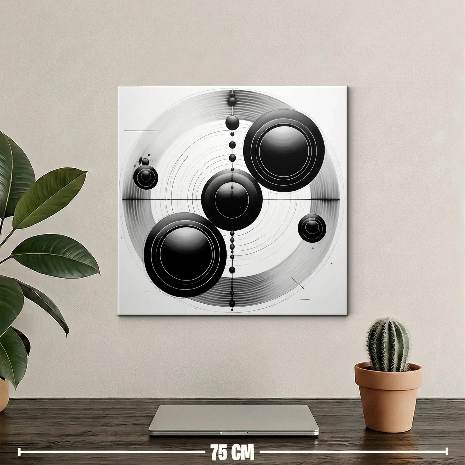 Cuadro monocromático con diseño geométrico circular moderno — miniatura 2