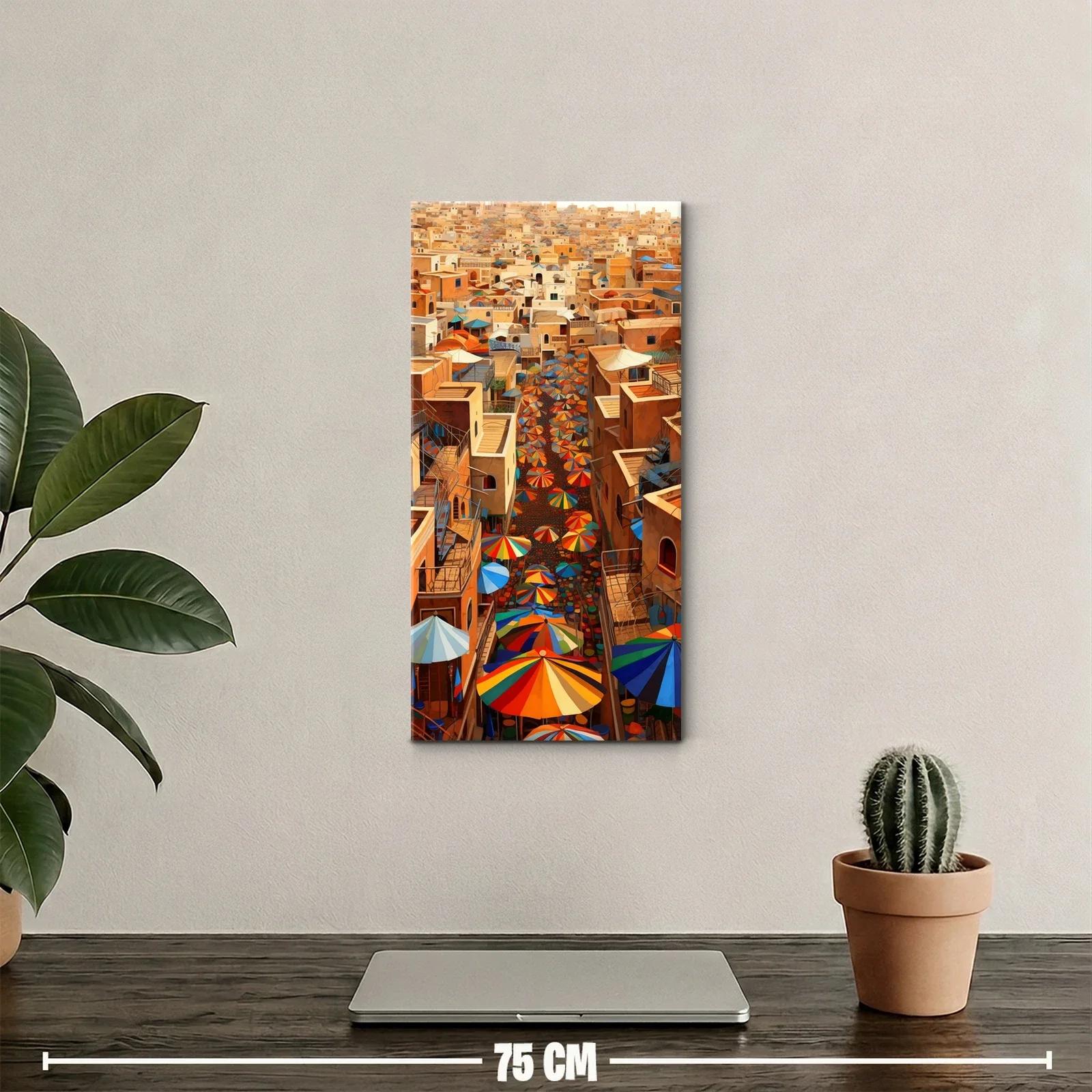 Cuadro mercado callejero con sombrillas de colores — miniatura 2