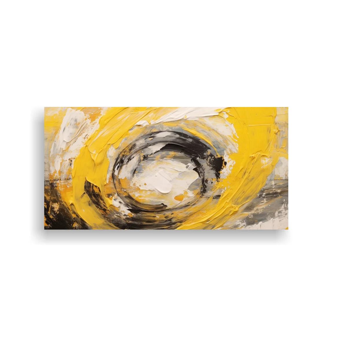 Cuadro remolino circular abstracto en amarillo y negro — imagen principal