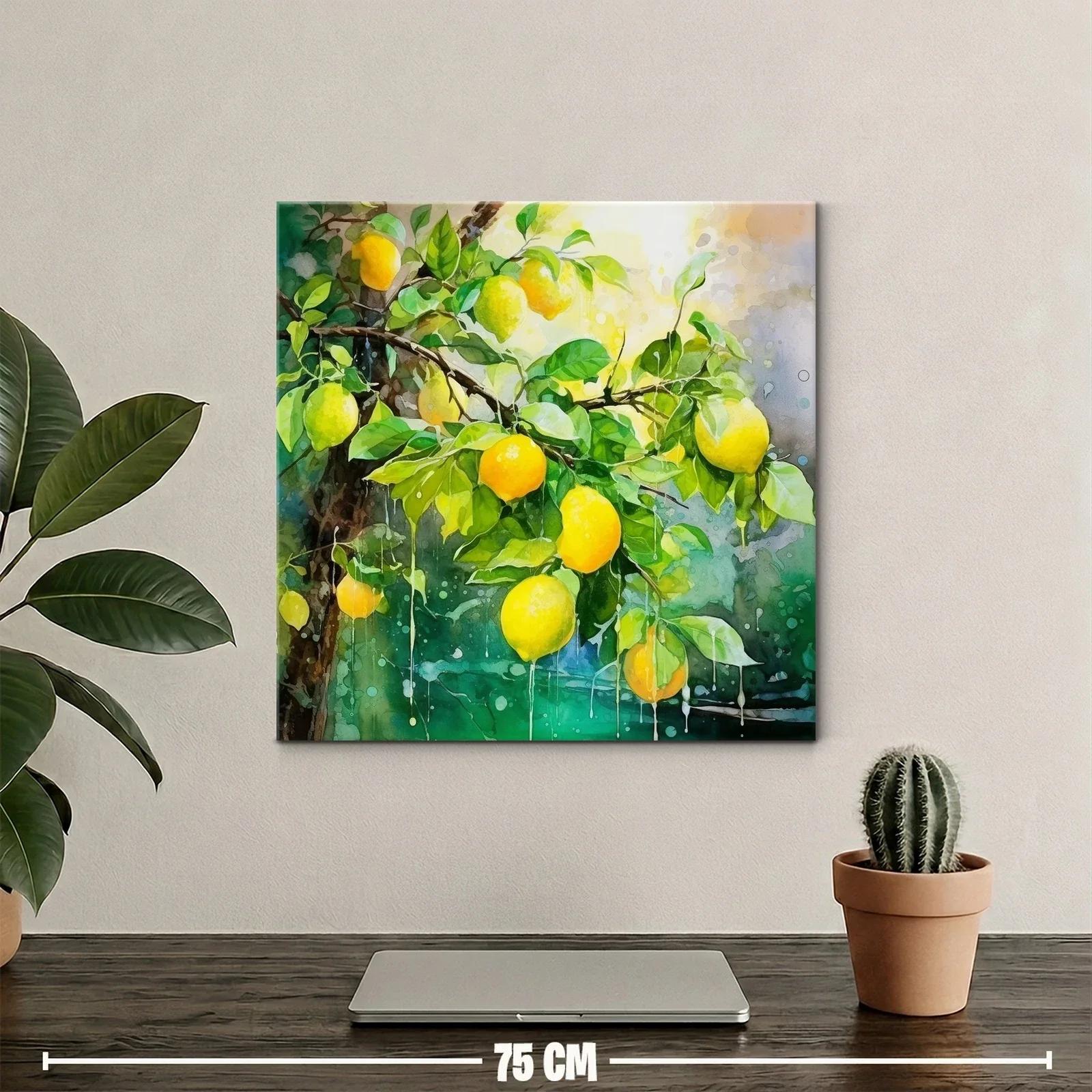 Cuadro con limones vibrantes en ramas verdes frescas — miniatura 2