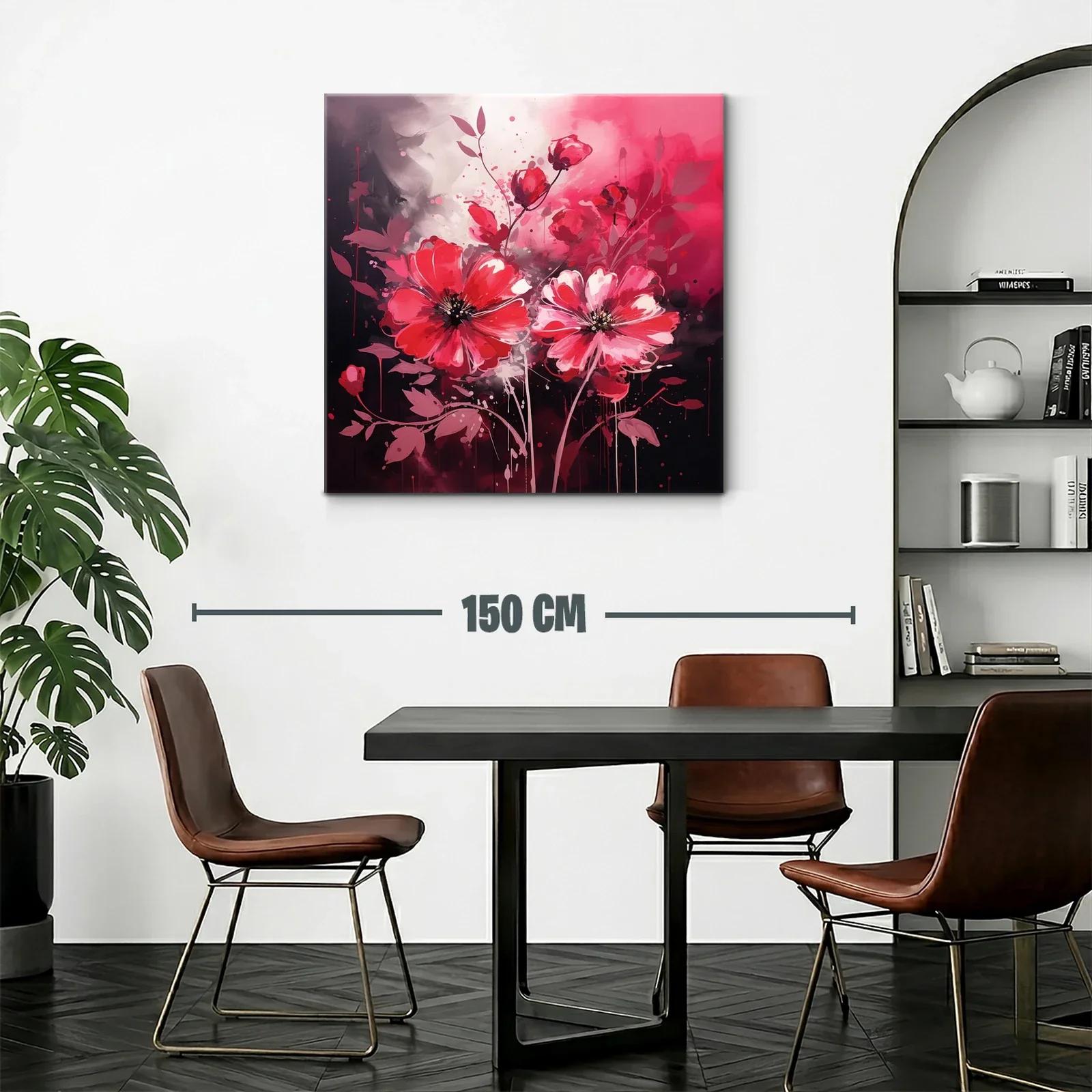 Flores vibrantes en tonos rojos y rosas con fondo oscuro — miniatura 2
