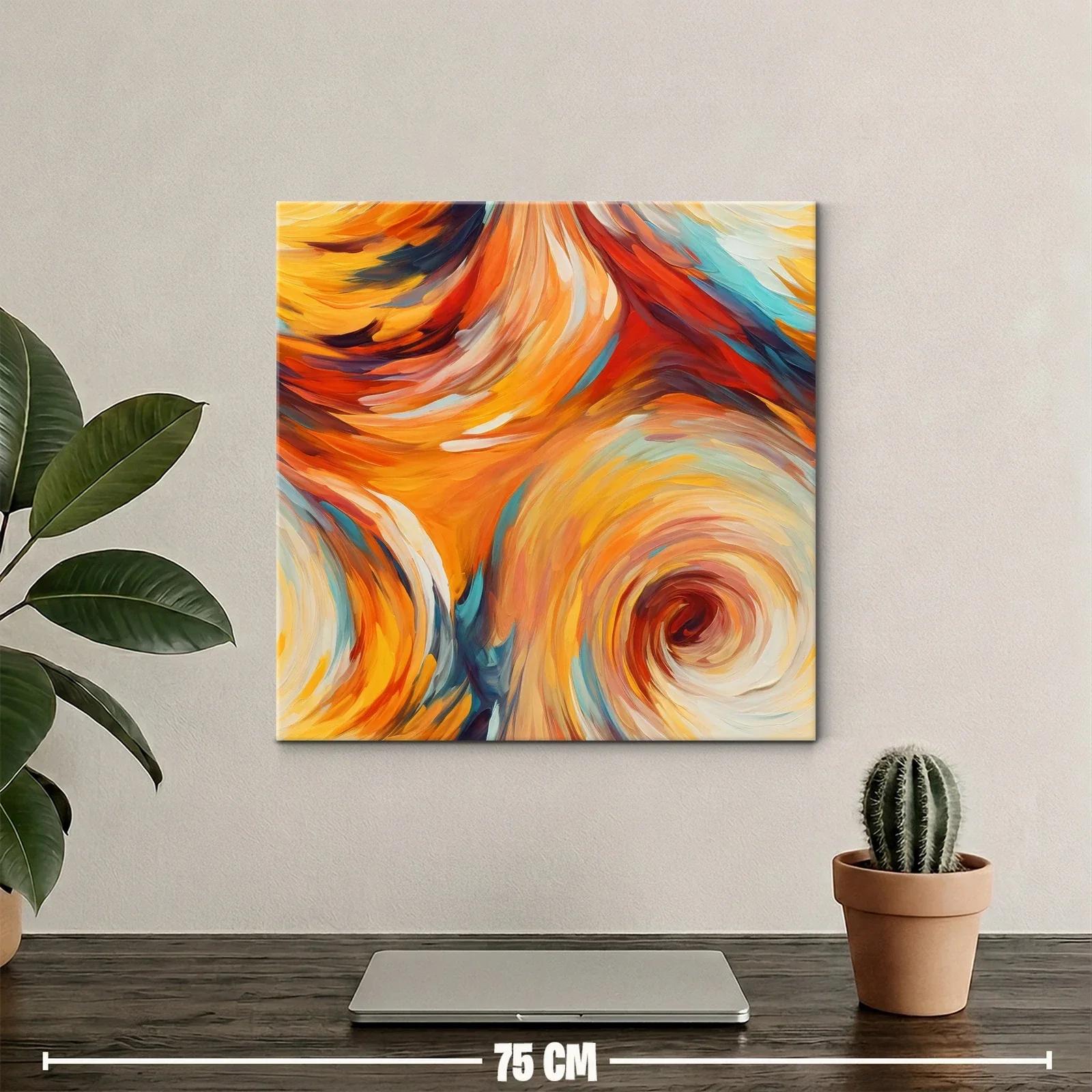 Cuadro Abstracto en Tonos Cálidos y Dinámicos — miniatura 2