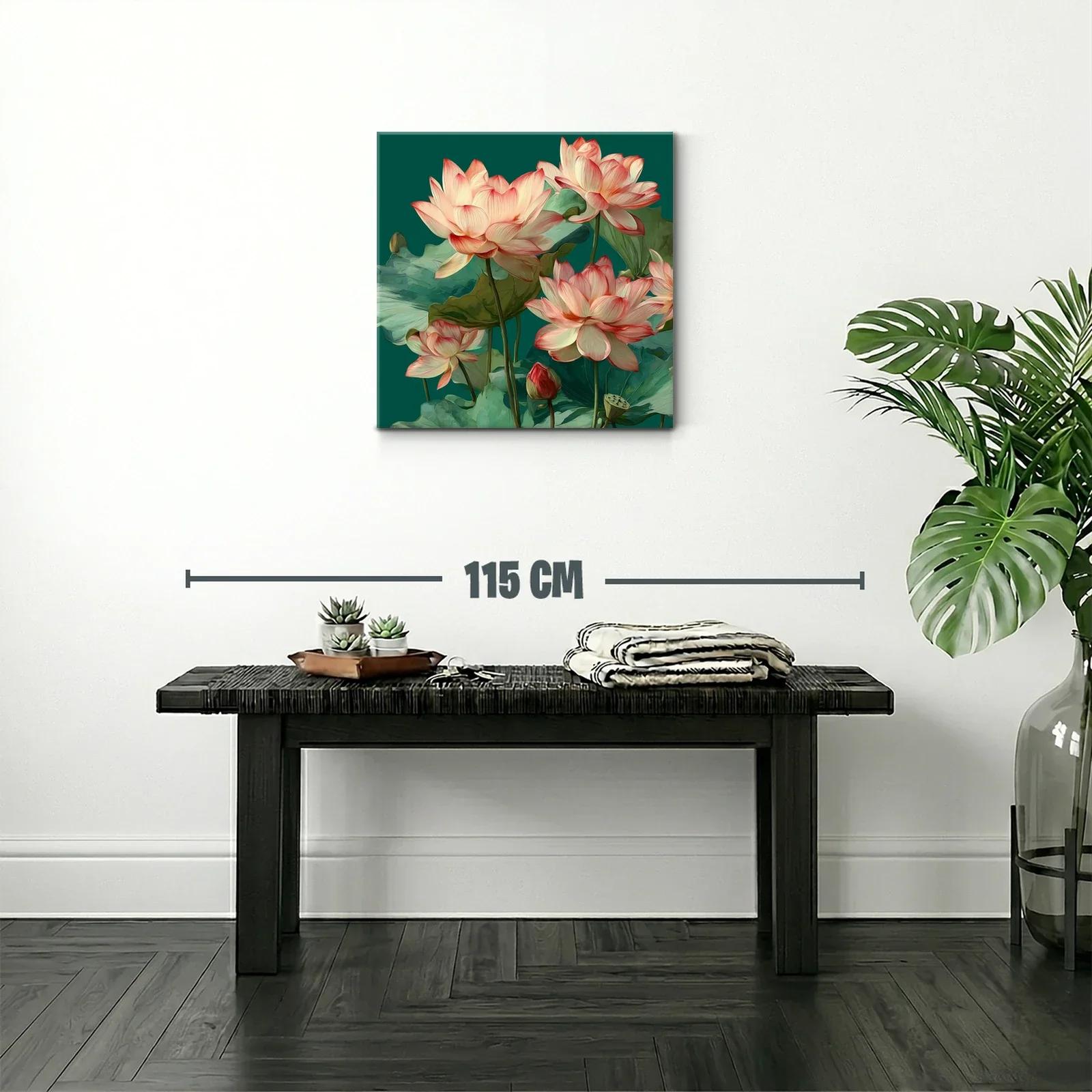 Flores de loto en tonos suaves sobre fondo verde — miniatura 2