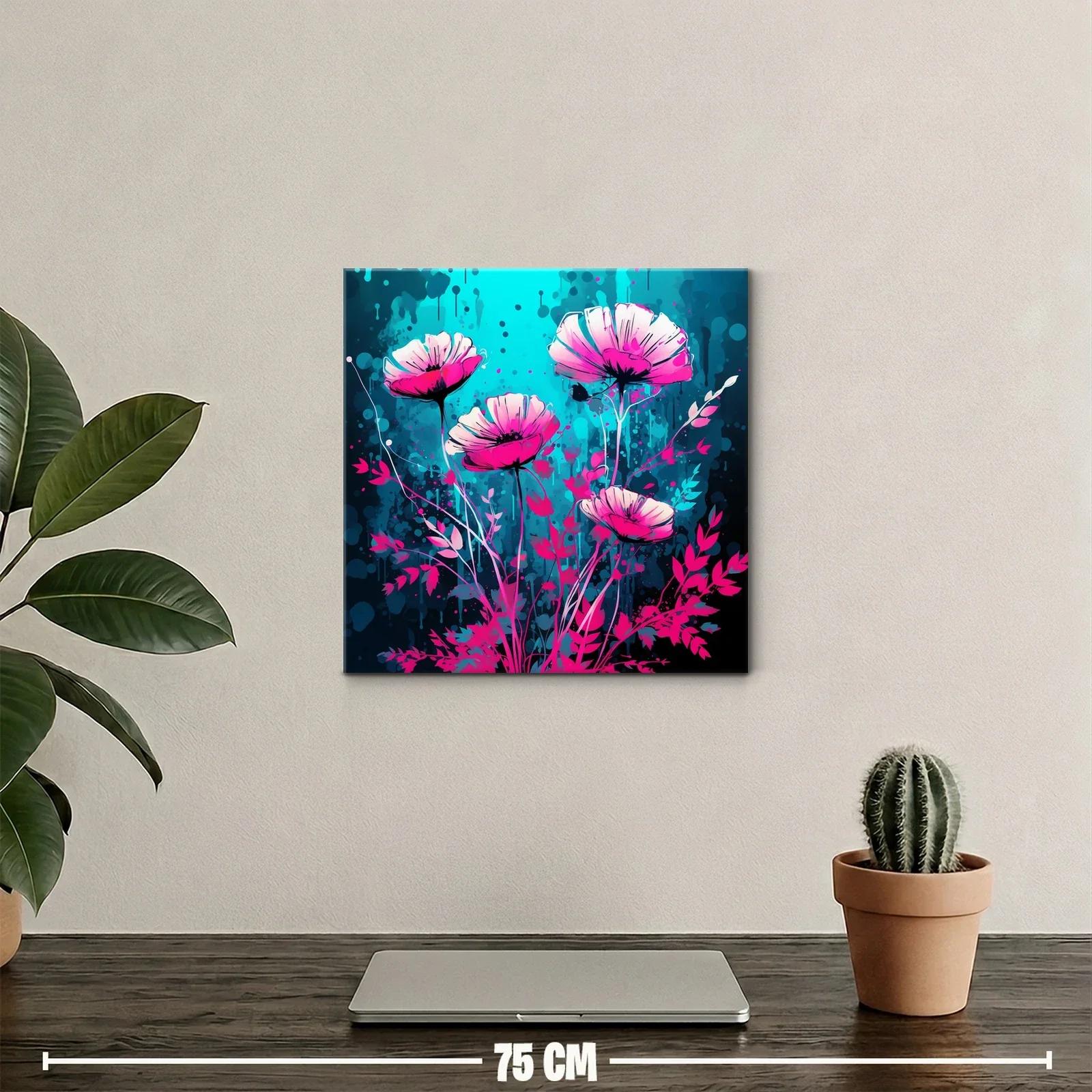 Flores vibrantes en contraste turquesa y magenta — miniatura 2