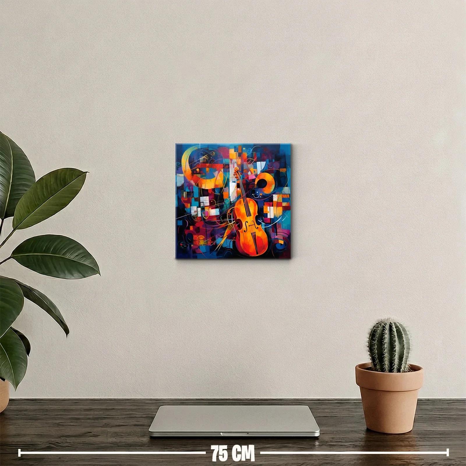 Cuadro vibrante con violonchelo y formas abstractas coloridas — miniatura 2