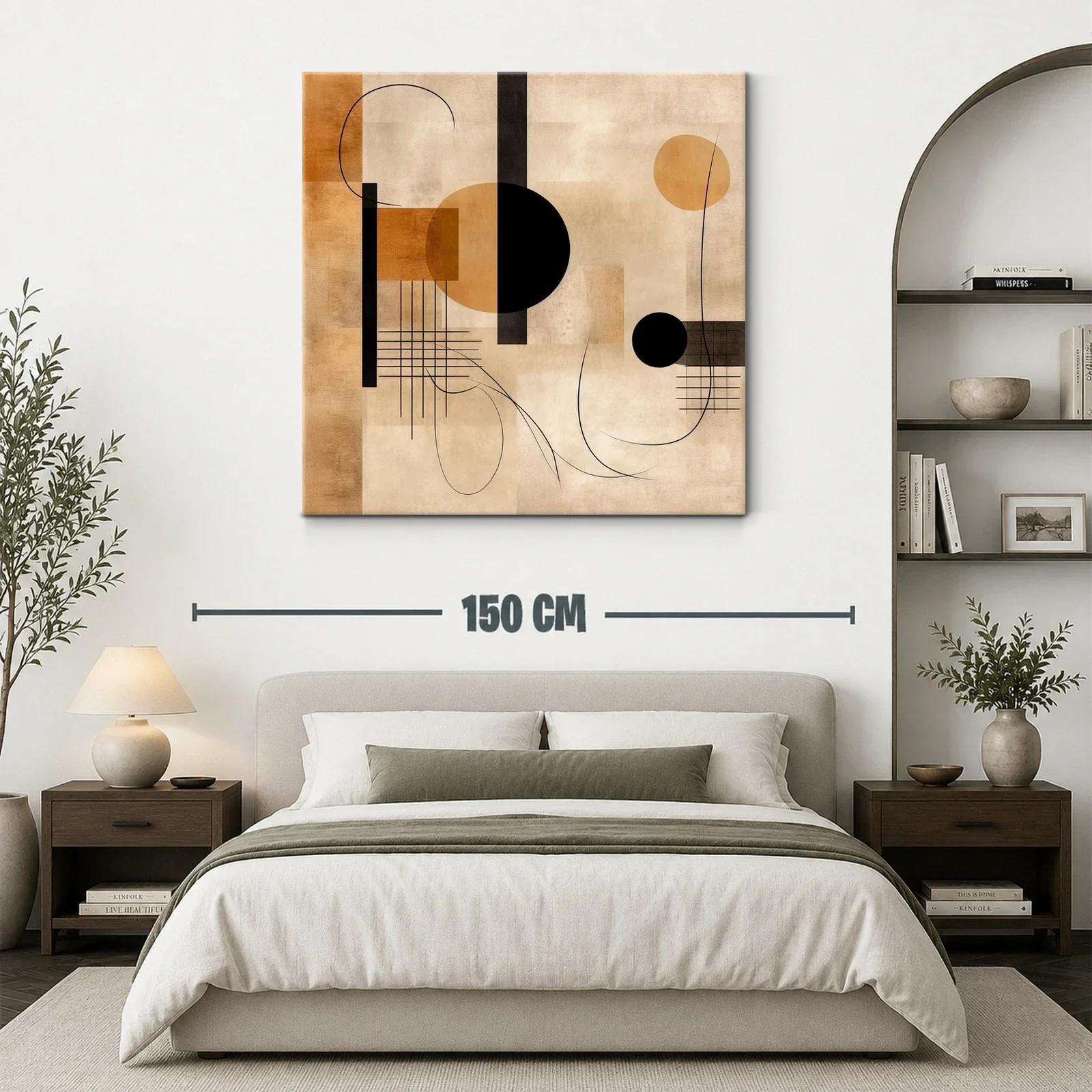 Cuadro abstracto con formas geométricas y tonos cálidos — miniatura 3