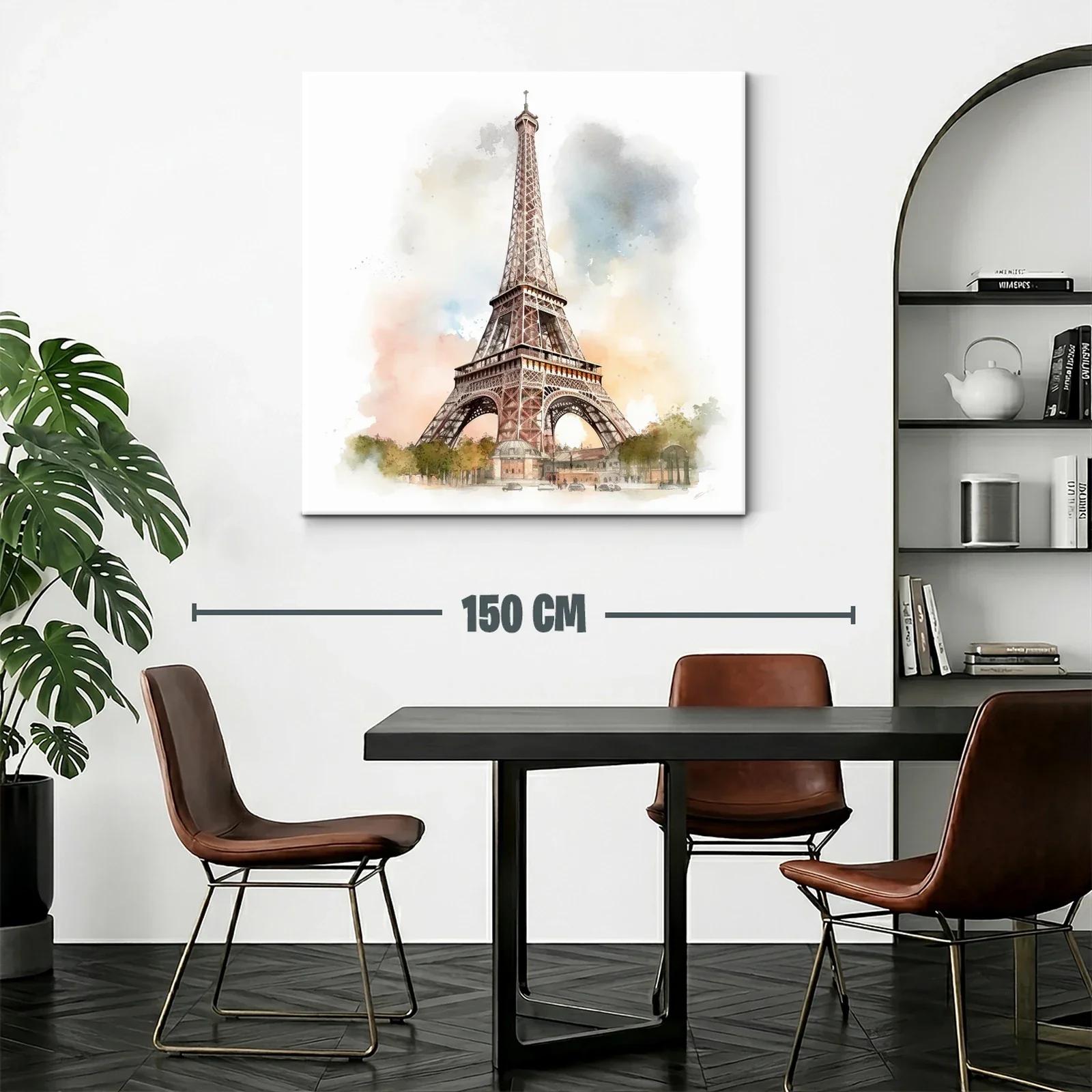 Cuadro Torre Eiffel con acuarela en tonos cálidos y suaves — miniatura 2