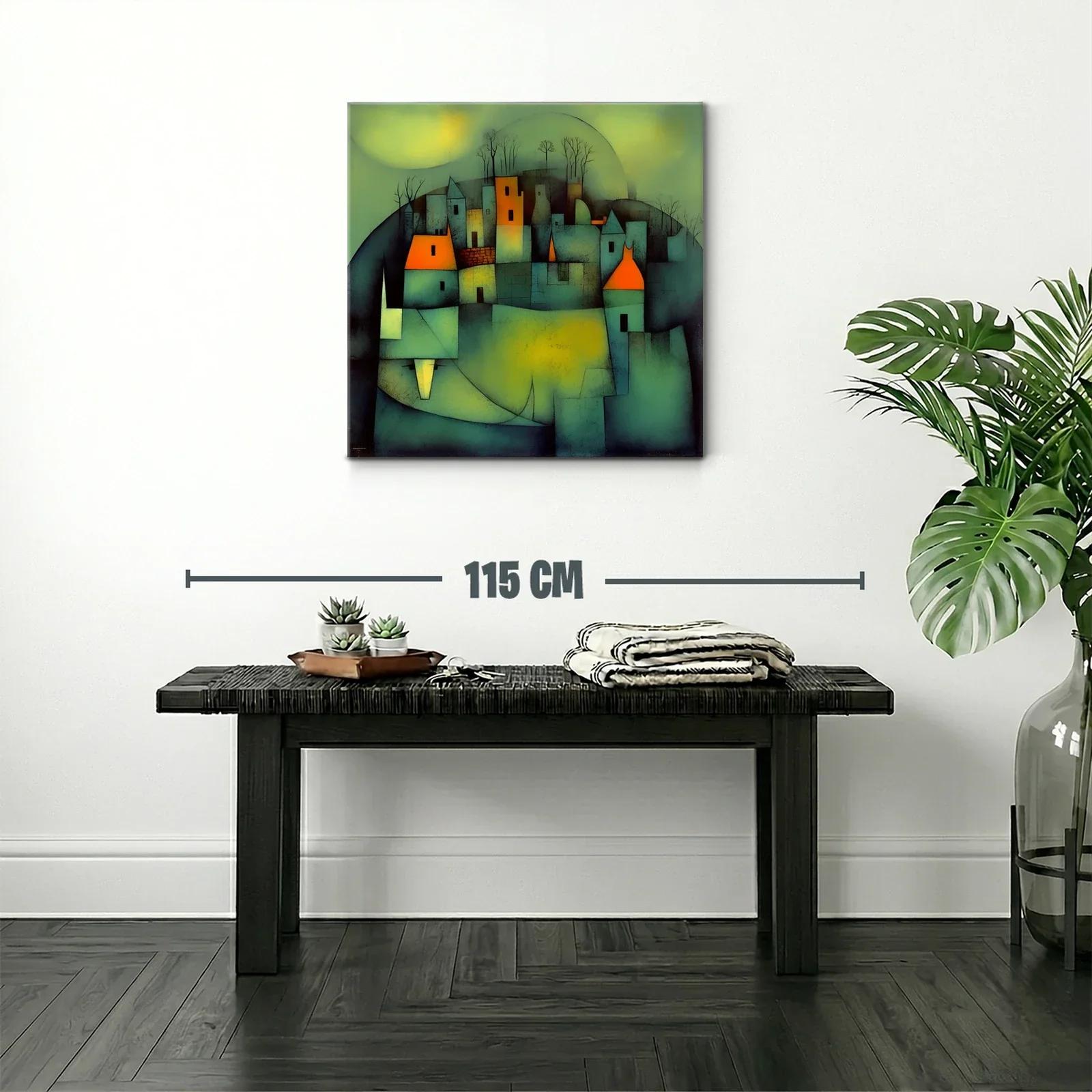 Pueblo abstracto con luces cálidas y ambiente misterioso — miniatura 2