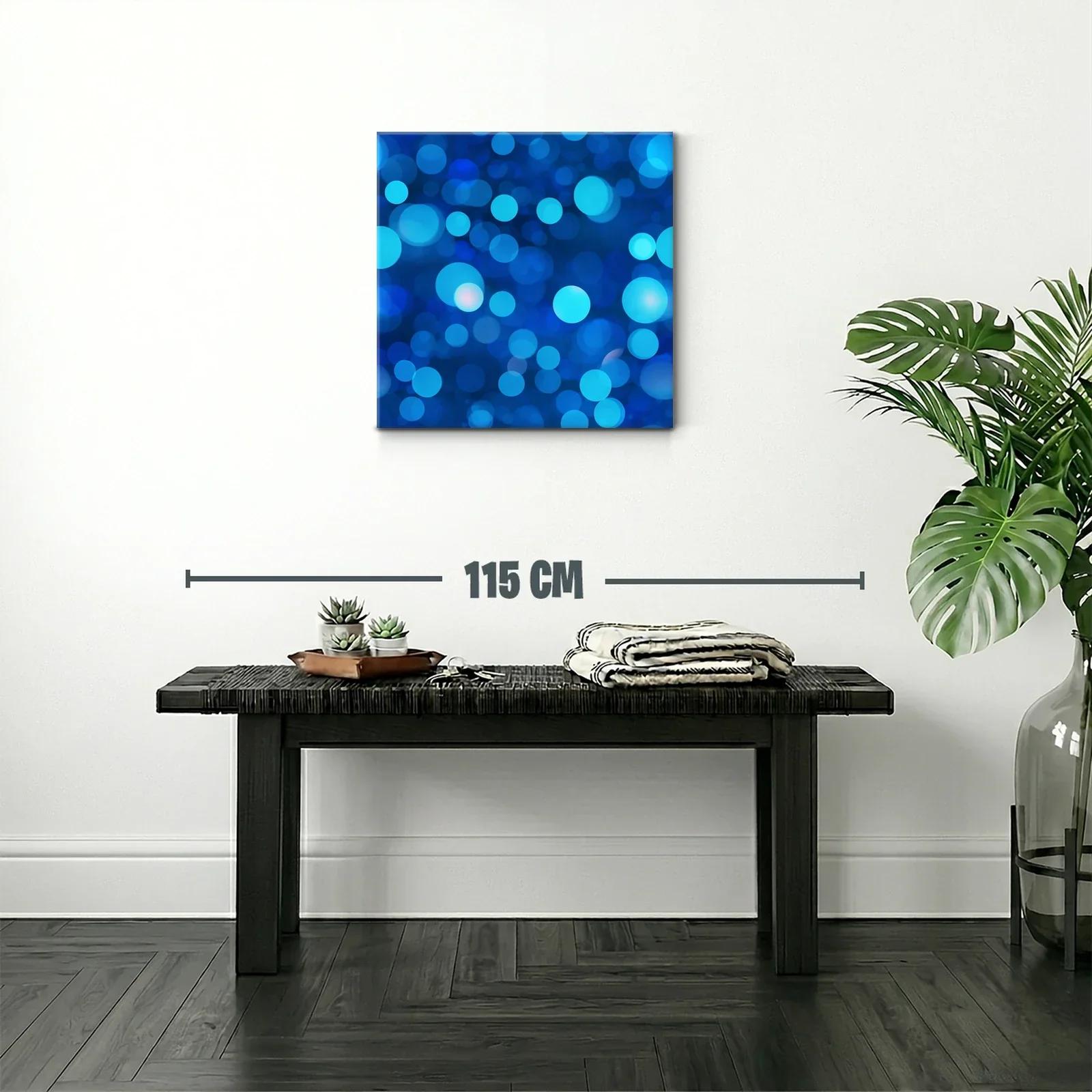 Cuadro abstracto con círculos azules en distintas tonalidades — miniatura 2