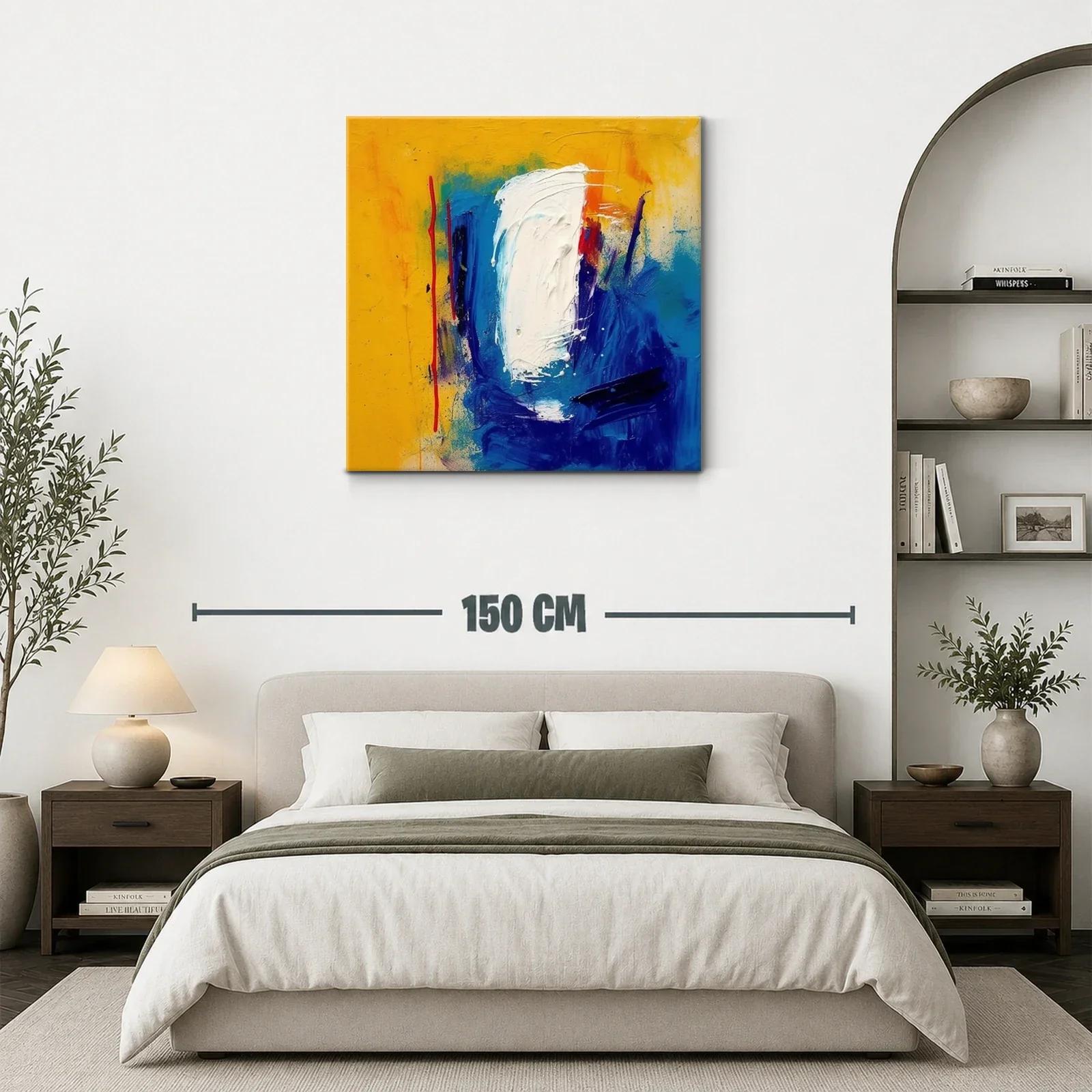 Cuadro abstracto con vibrantes tonos azules y amarillos — miniatura 3