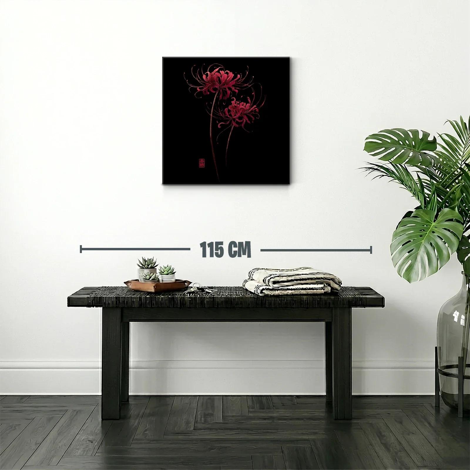 Flor roja sobre fondo negro en diseño elegante y delicado — miniatura 2