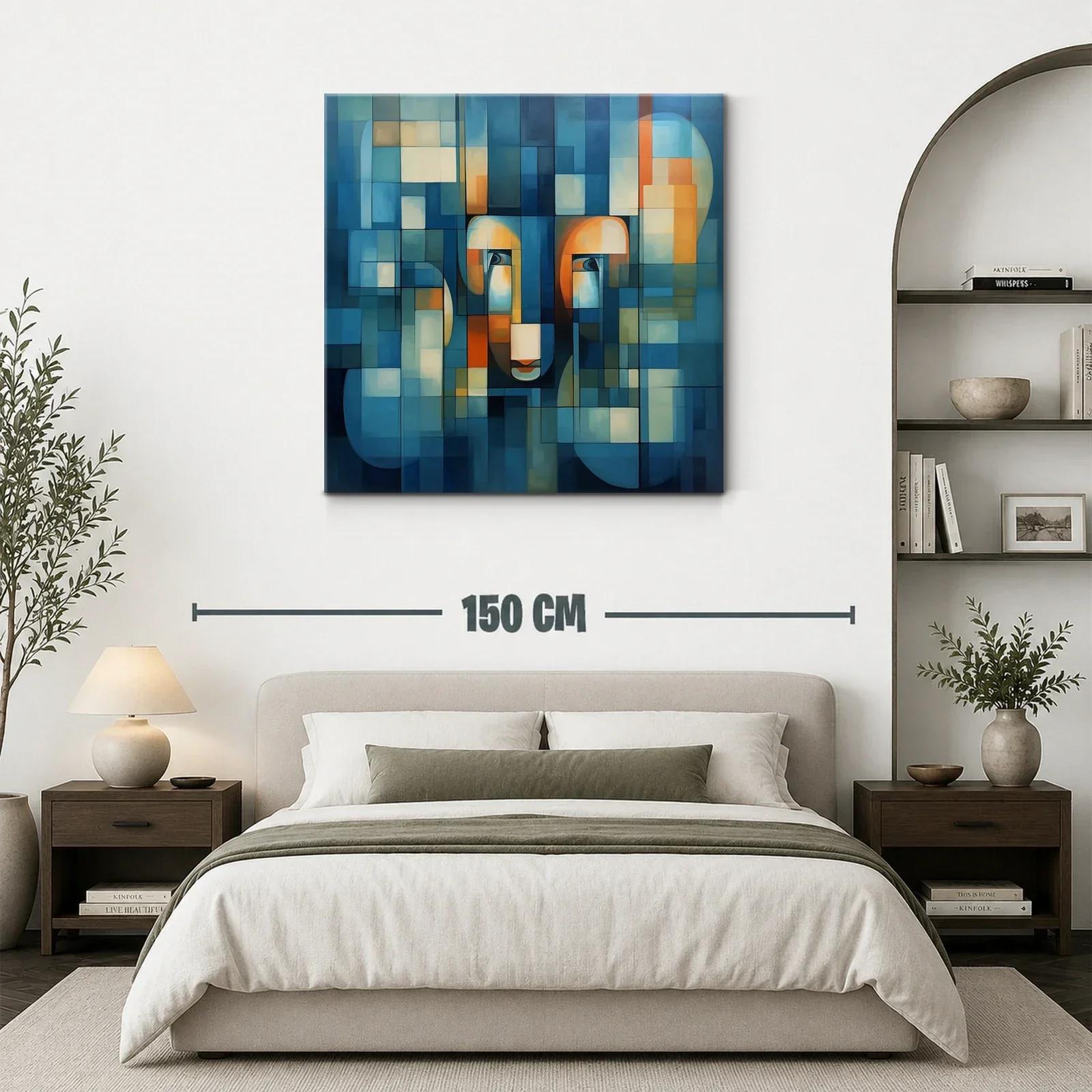 Composición abstracta con figuras y tonos azules y cálidos — miniatura 3