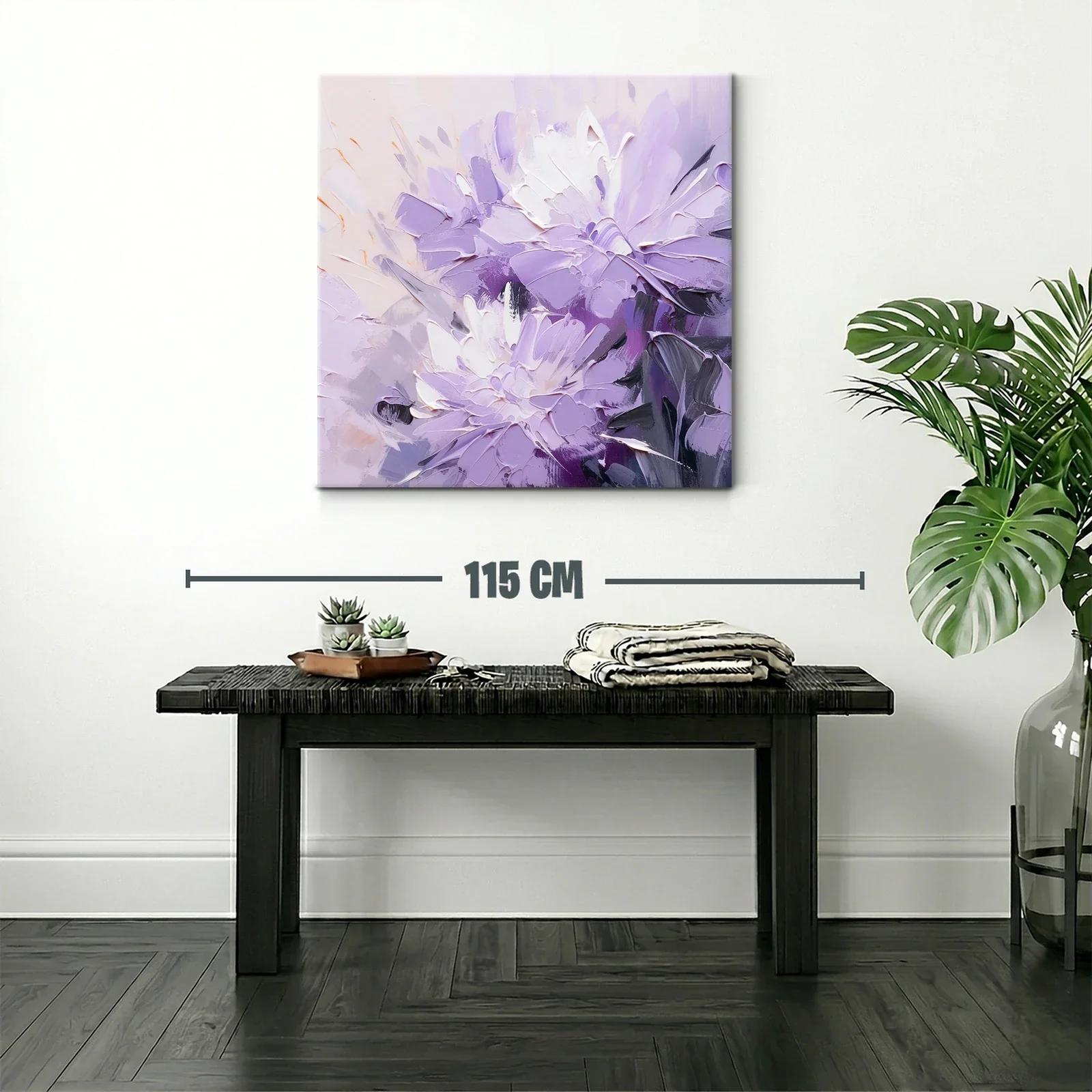Cuadro flores lilas con toques de blanco y gris elegante — miniatura 2