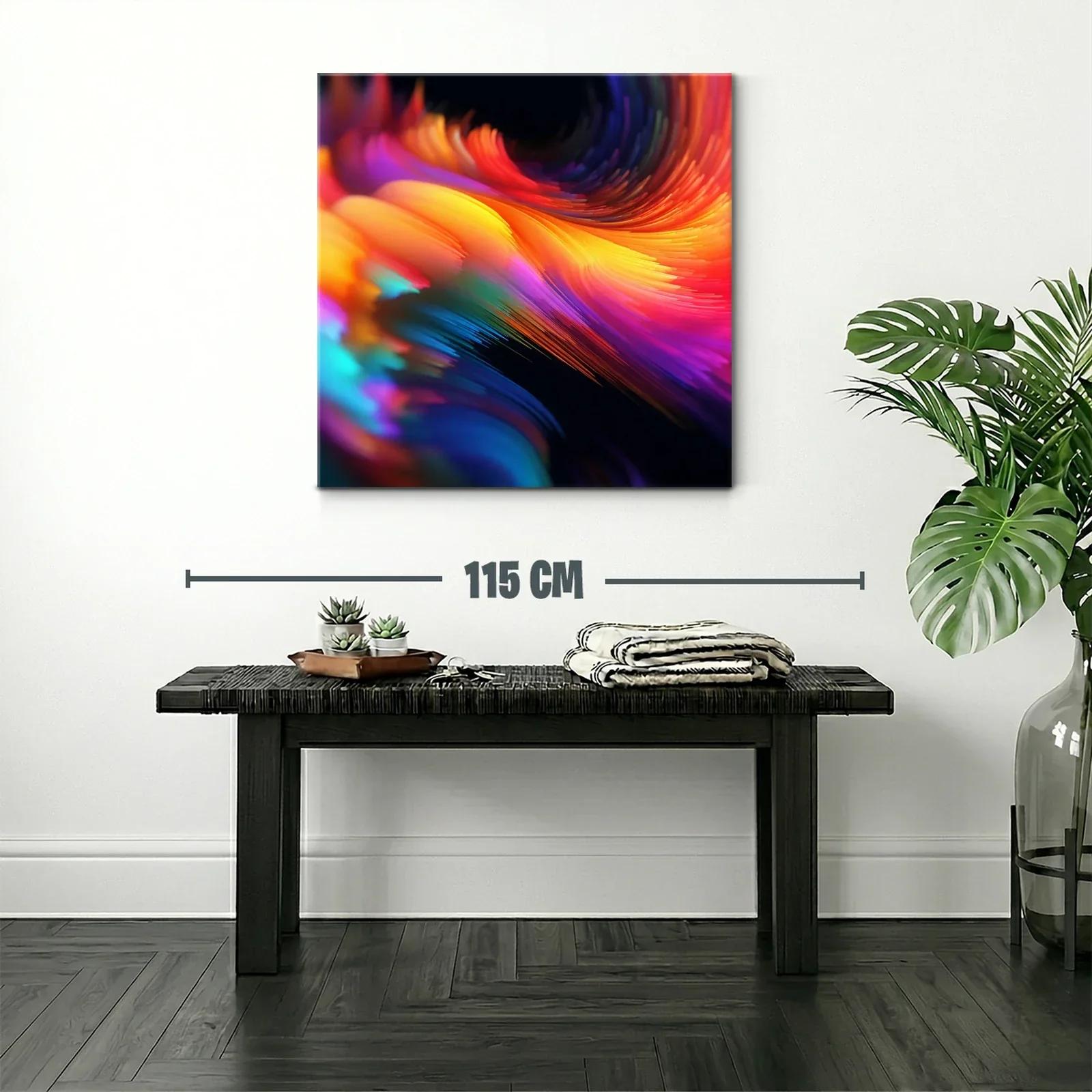 Cuadro abstracto en vibrantes tonos cálidos y fríos — miniatura 2