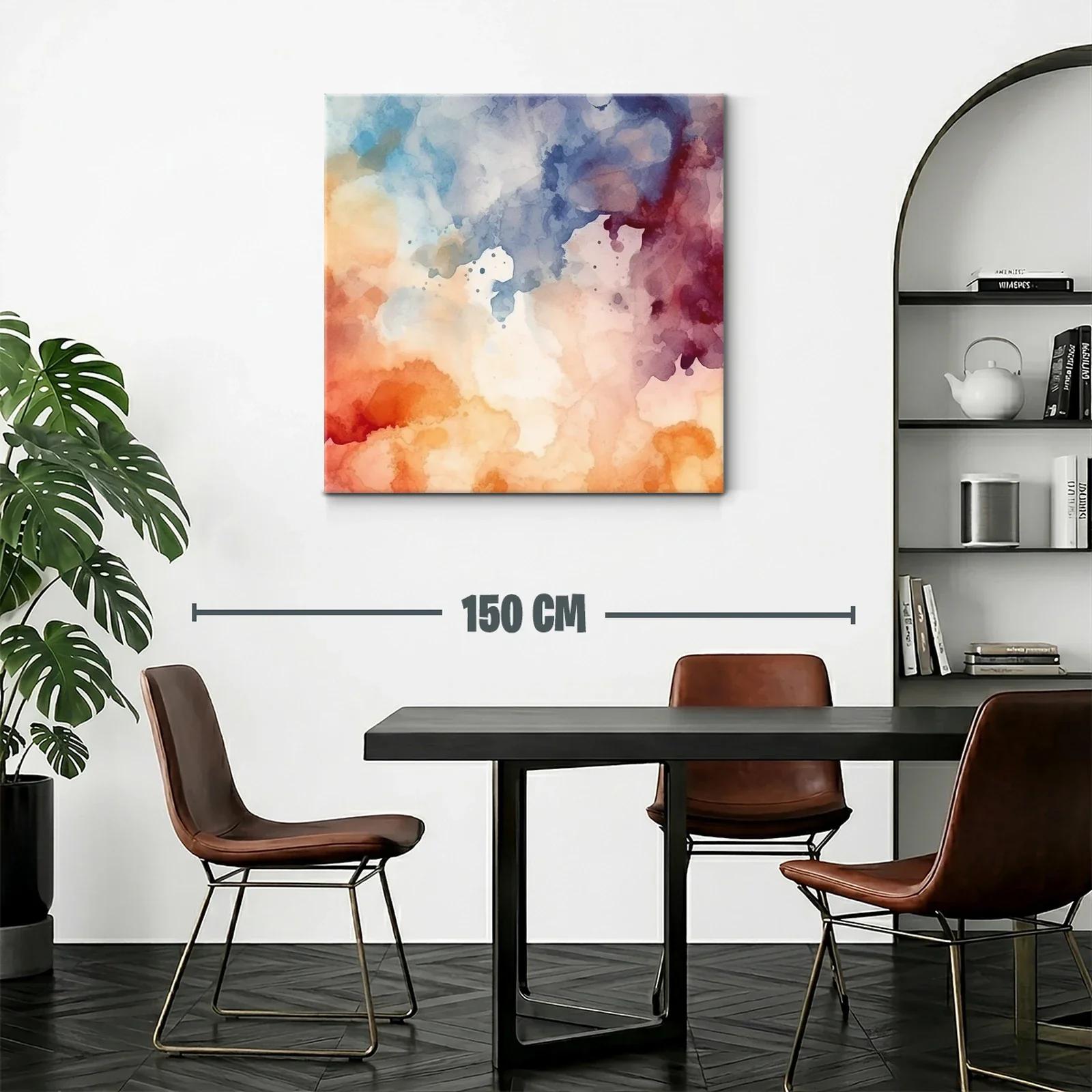 Cuadro abstracto en tonos cálidos y fríos vibrantes — miniatura 2
