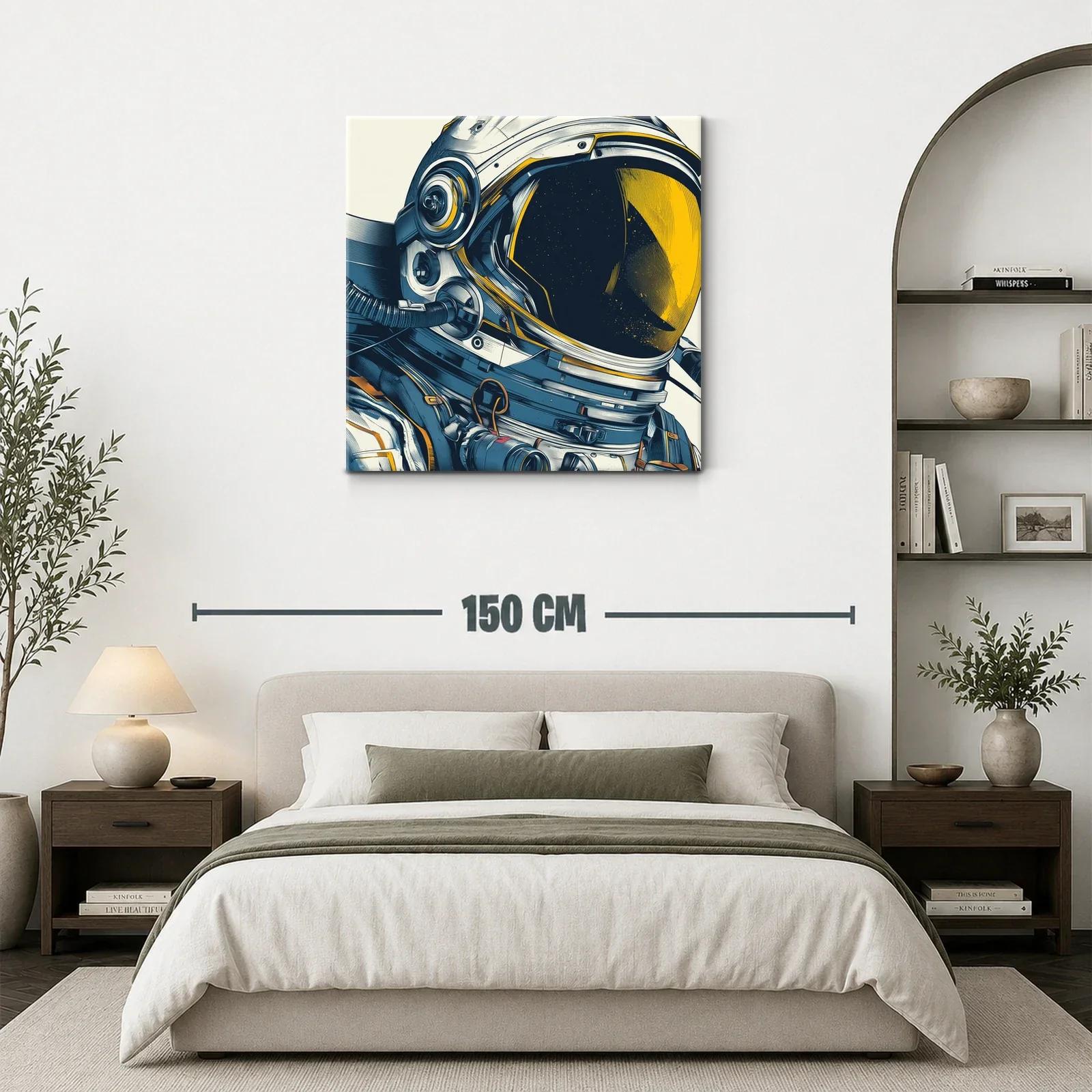 Cuadro astronauta futurista con detalles en azul y amarillo — miniatura 3