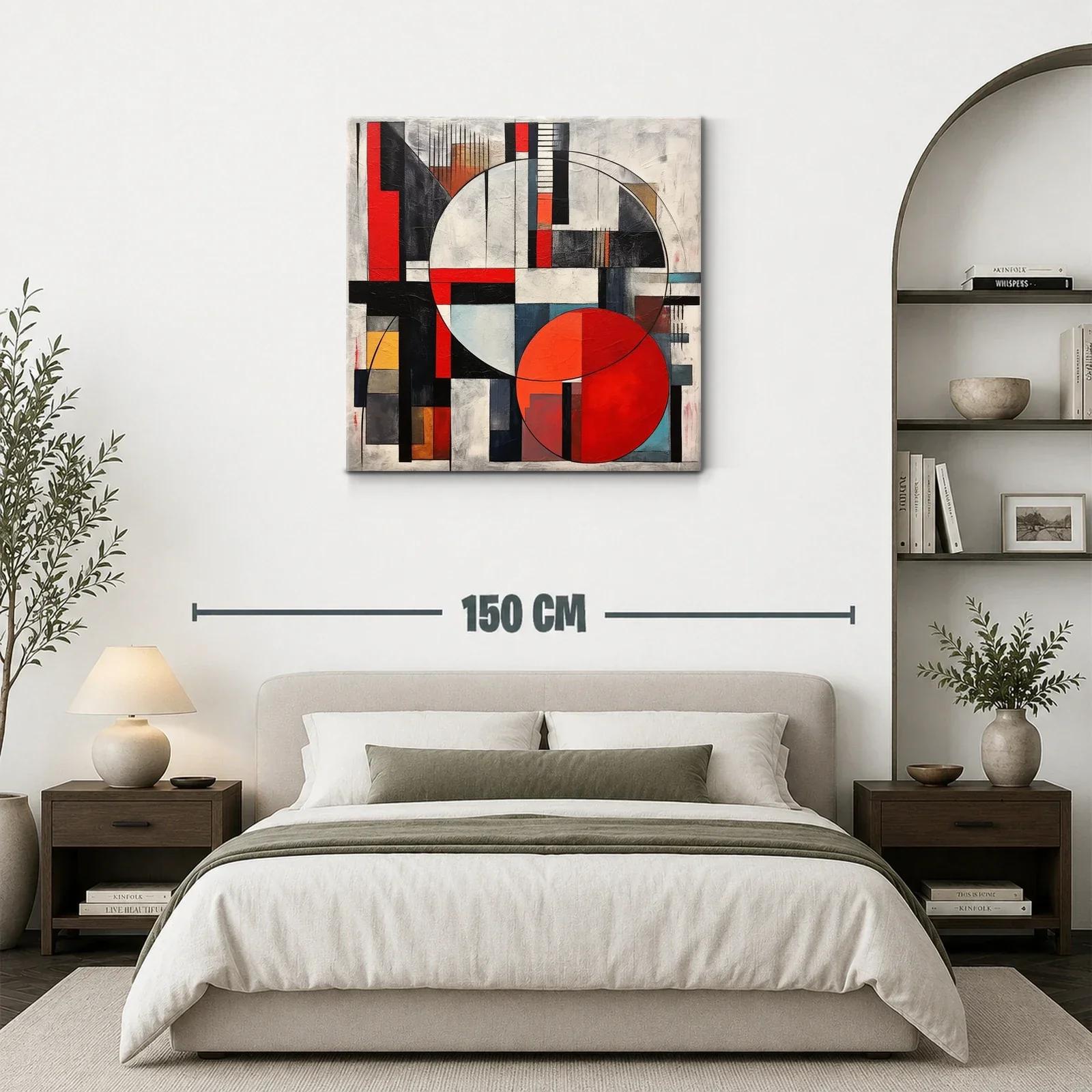 Composición geométrica con círculos y líneas en rojo y negro — miniatura 3