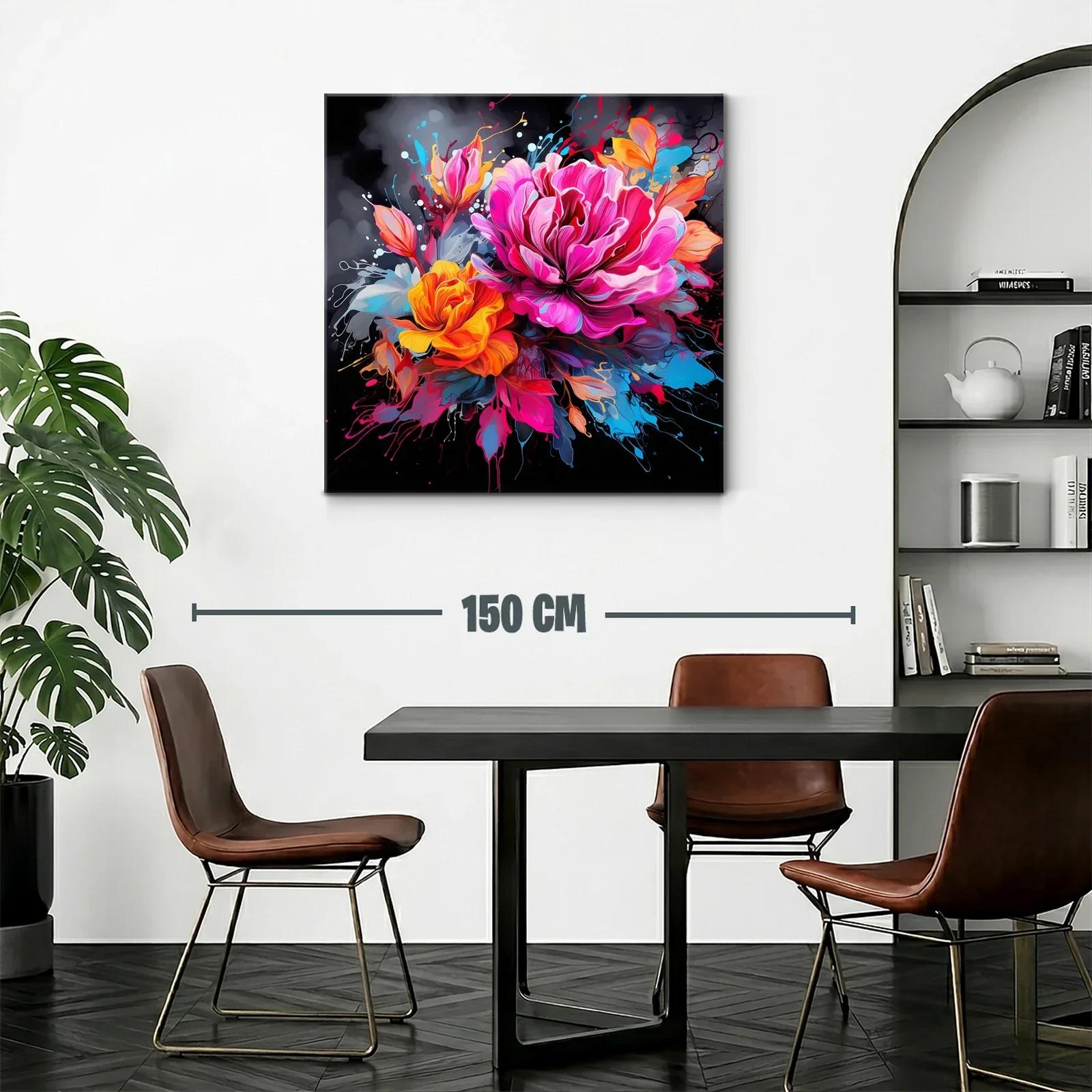 Cuadro vibrante con flores en tonos fucsia y naranja — miniatura 2