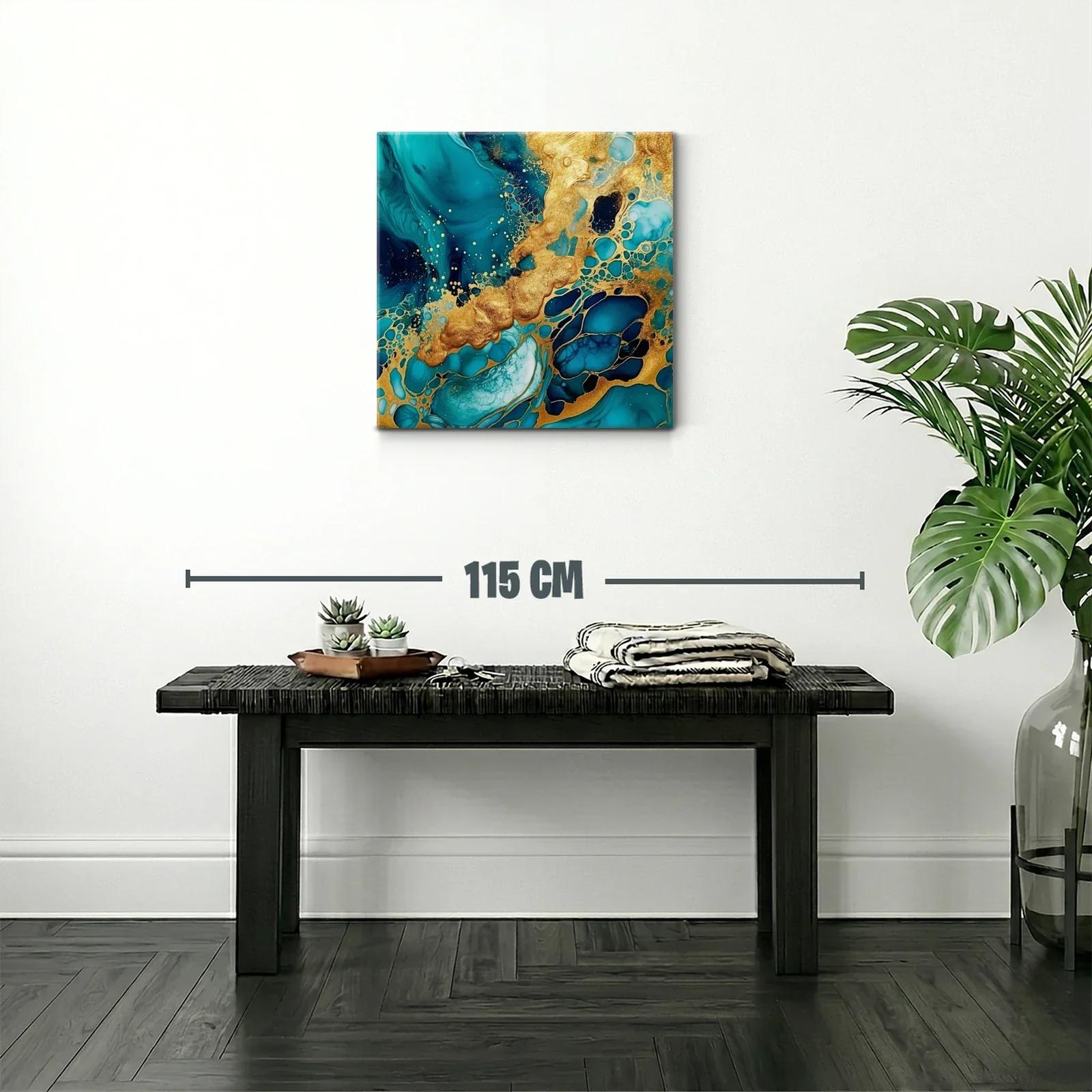 Arte abstracto en tonos azul y dorado vibrante — miniatura 2