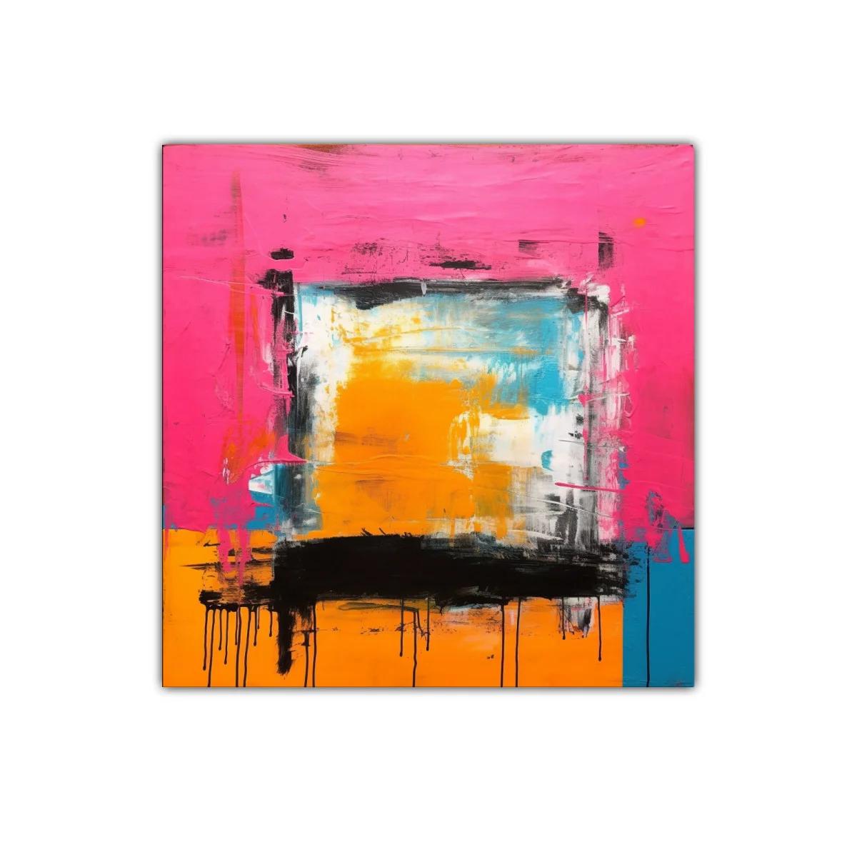 Cuadro abstracto con vibrantes tonos rosa y naranja — miniatura 1