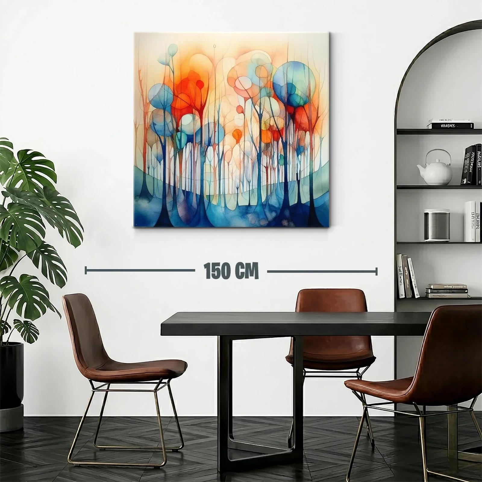 Bosque abstracto en tonos cálidos y fríos vibrantes — miniatura 2