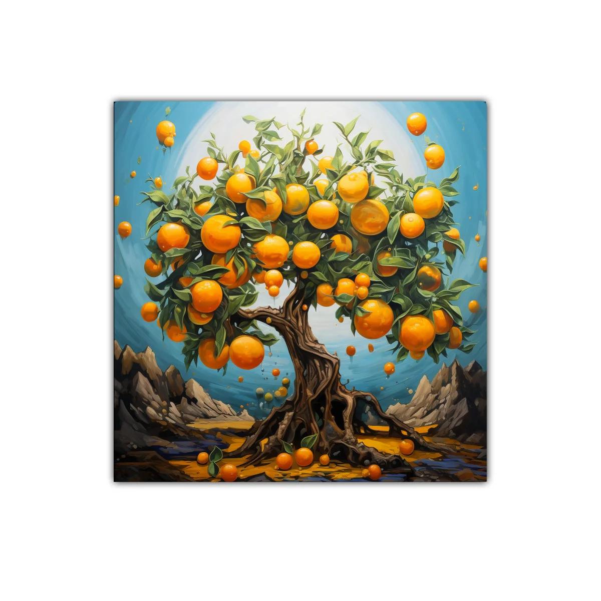 Árbol de naranjas vibrante con paisaje surrealista — miniatura 1