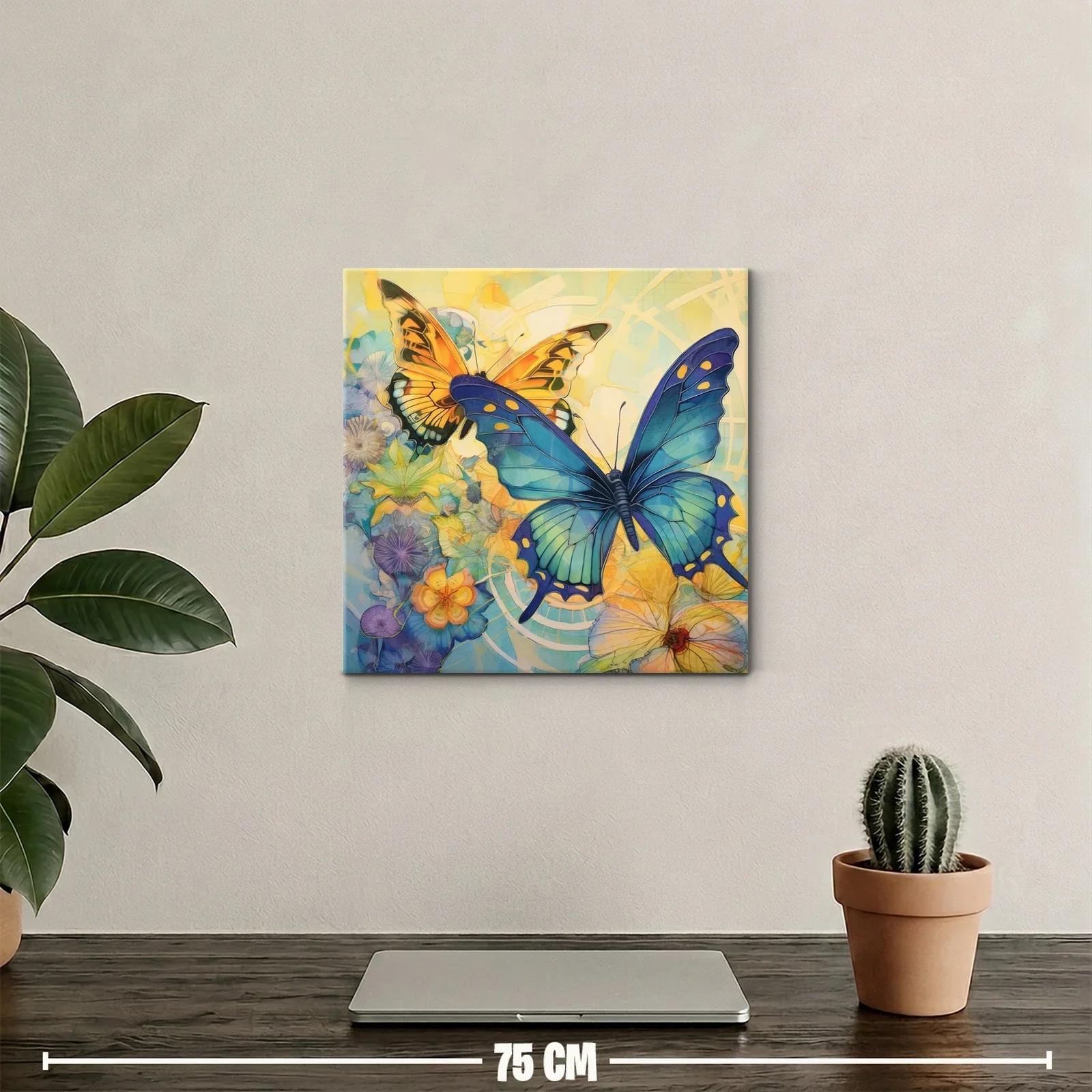 Mariposas vibrantes sobre fondo floral abstracto — miniatura 2