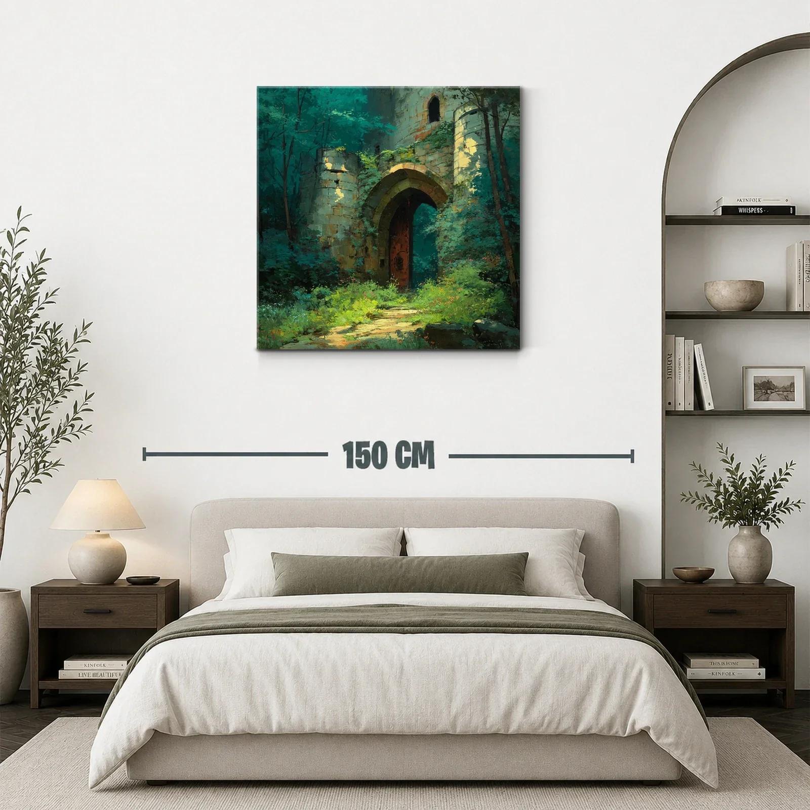 Entrada mágica de castillo entre frondoso bosque verde — miniatura 3