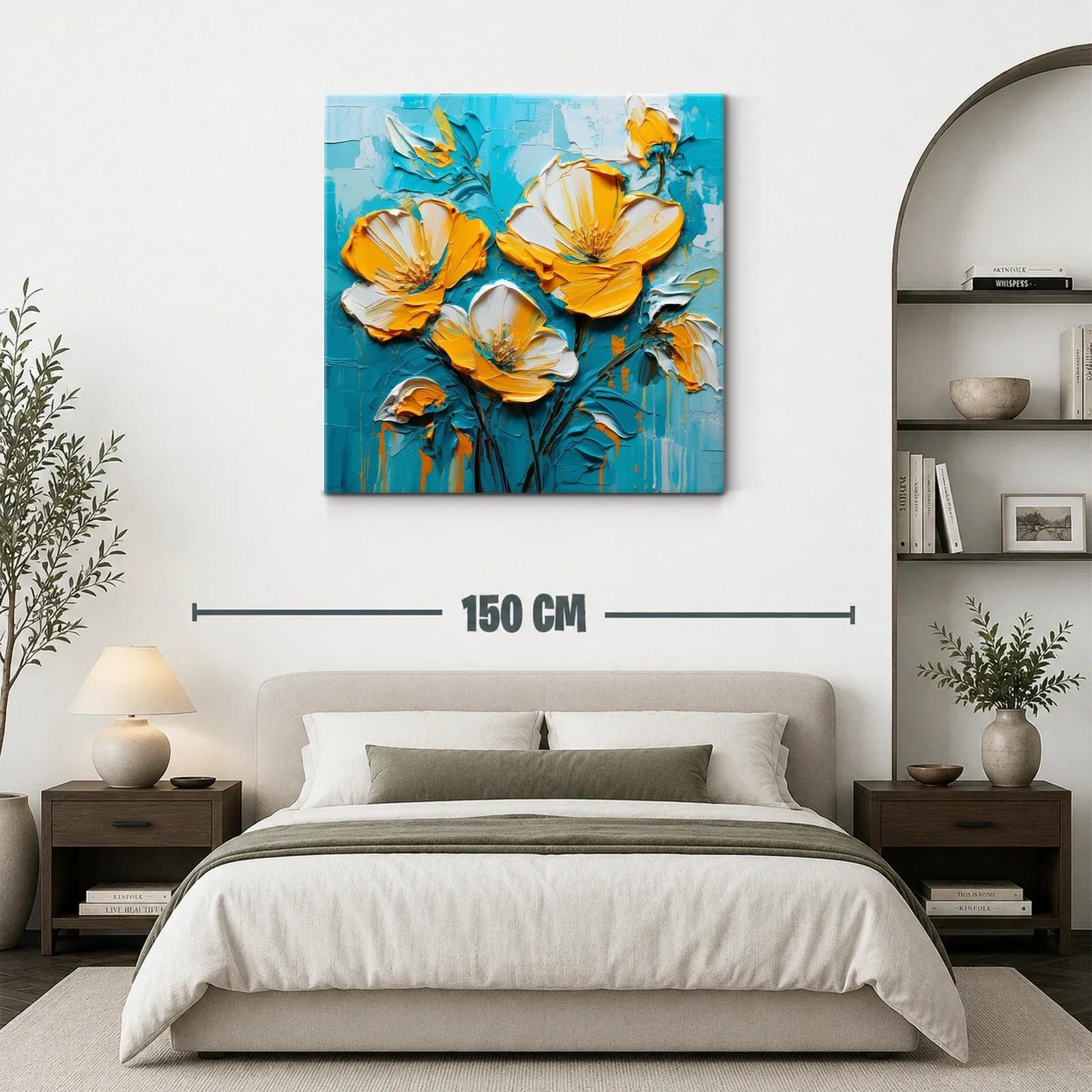 Flores vibrantes en tonos amarillos y azules equilibrados — miniatura 3
