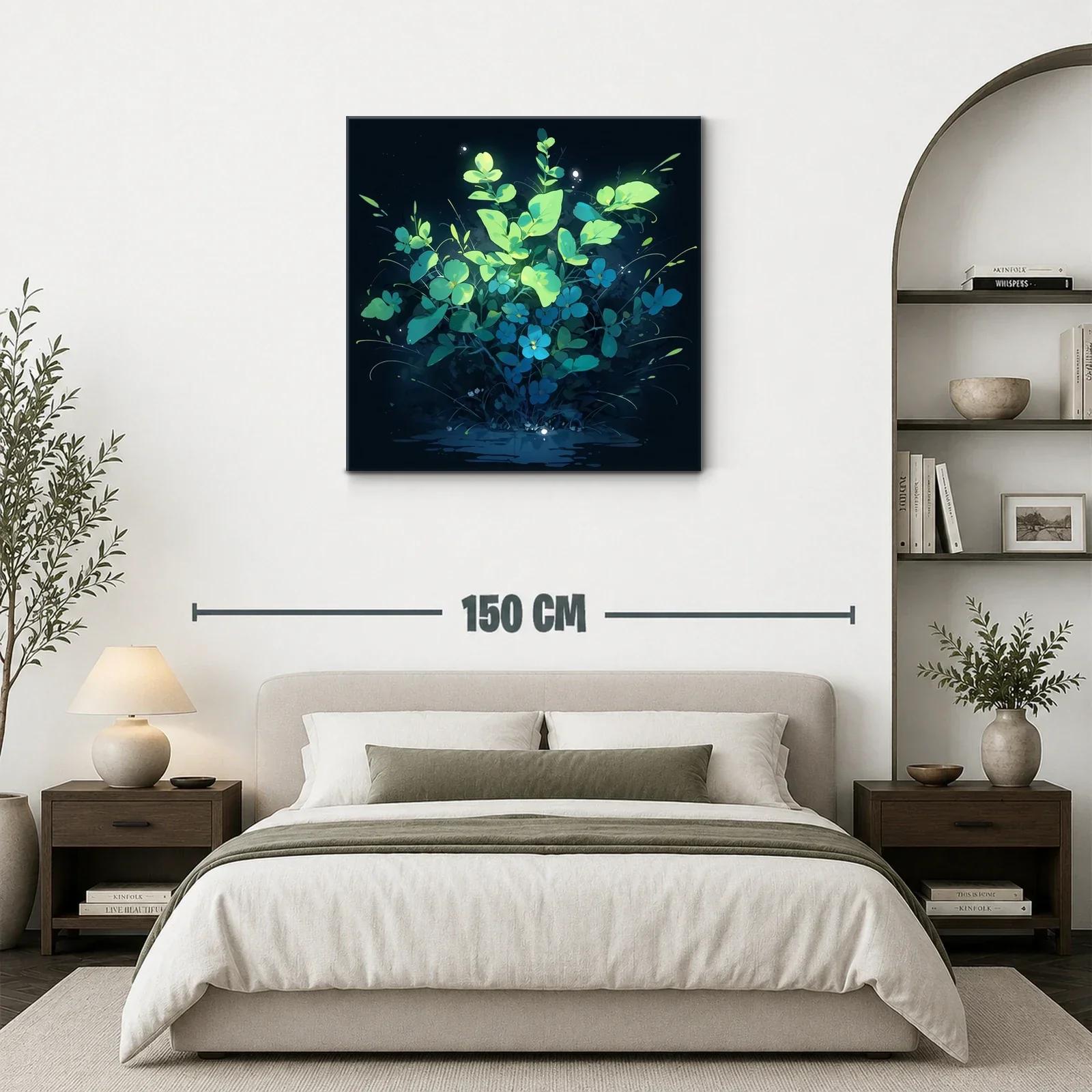 Ramo luminoso de flores y hojas verdes sobre fondo oscuro — miniatura 3