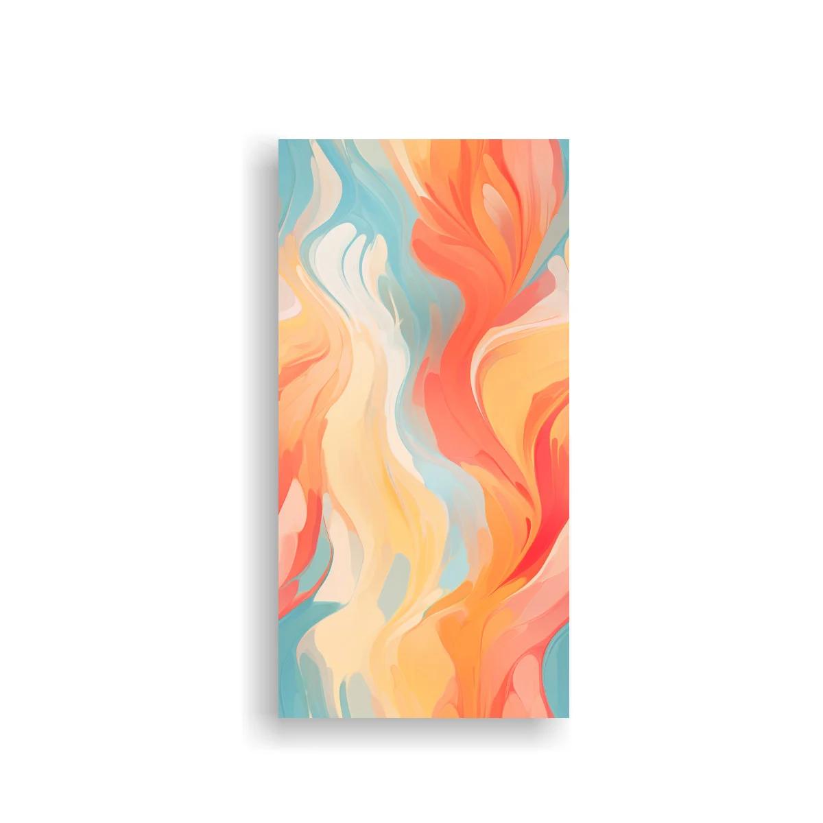 Cuadro formas fluidas onduladas coral y turquesa — imagen principal