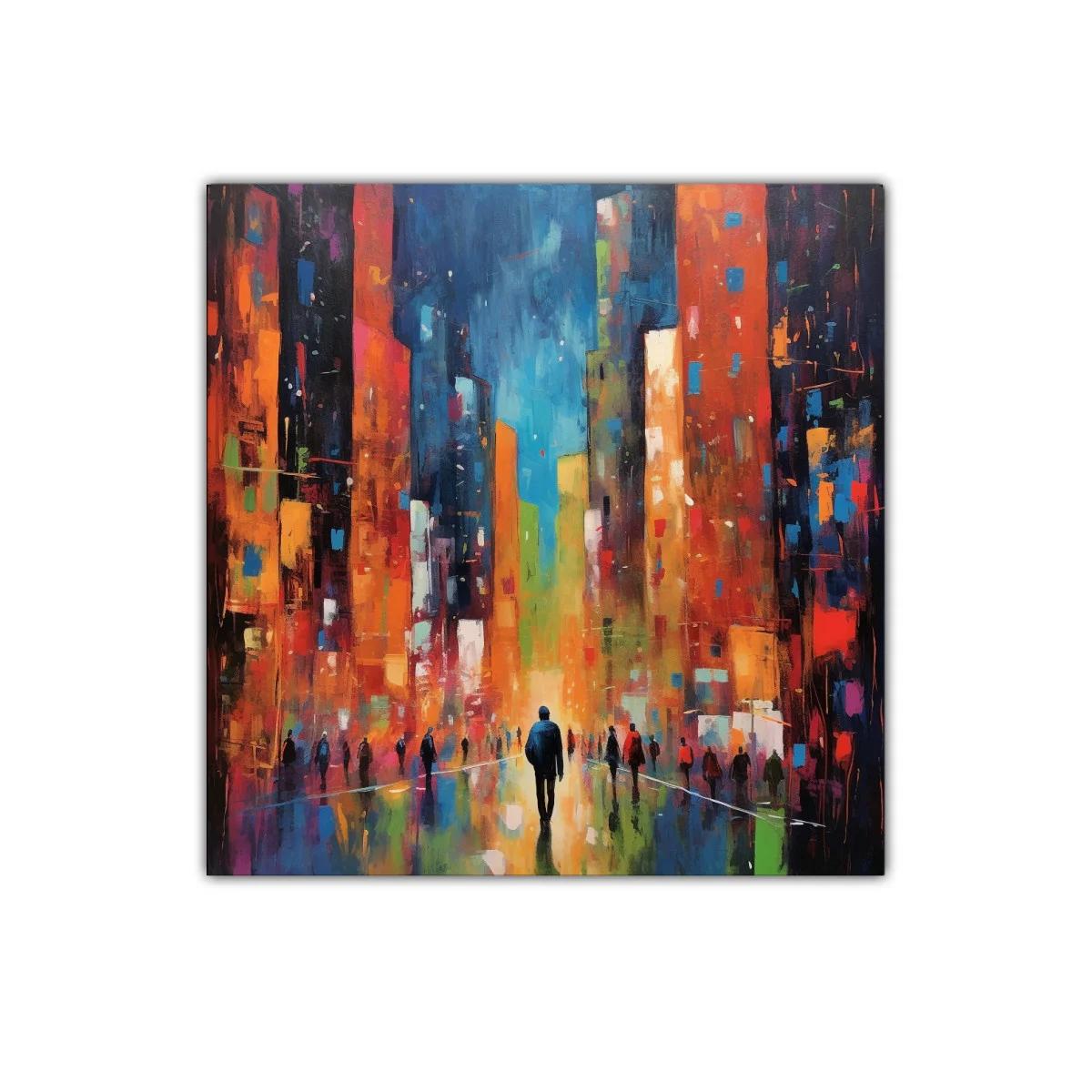 Vibrante calle urbana con siluetas y luces brillantes — miniatura 1